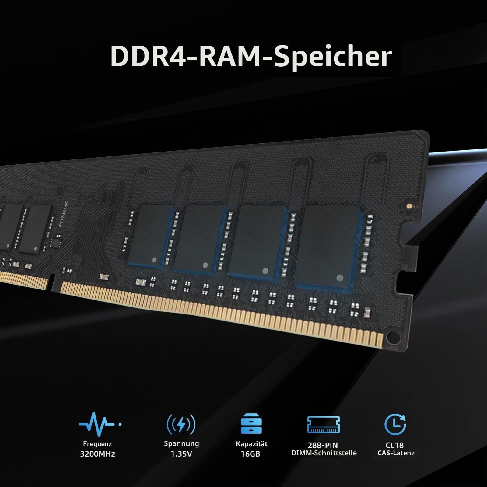 KingSpec 32 GB Kit (2 x 16 GB) DDR4 RAM 3200 MHz, 1,35 V 288-PIN DIMM CL18 Desktop-Speichermodul 32GB (2x16GB) 3200 MHz Bild 3