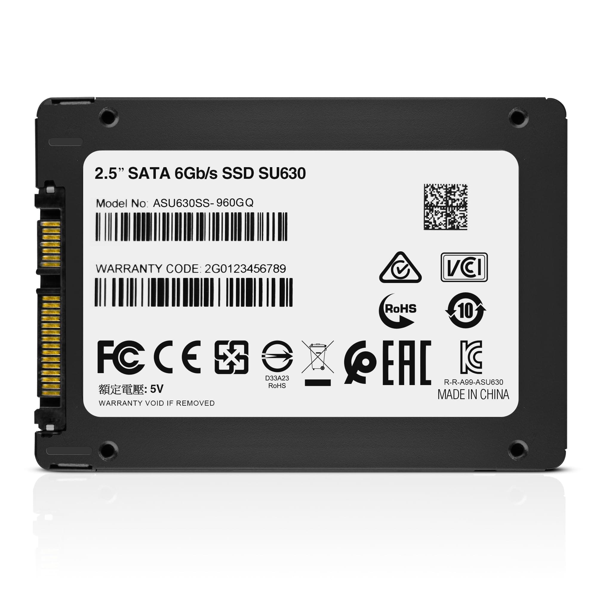 ADATA Ultimate SU630 - 960 GB, interne Solid-State-Drive mit QLC-3D-NAND-Flash, 2.5 Zoll, schwarz, 960GB Bild 3