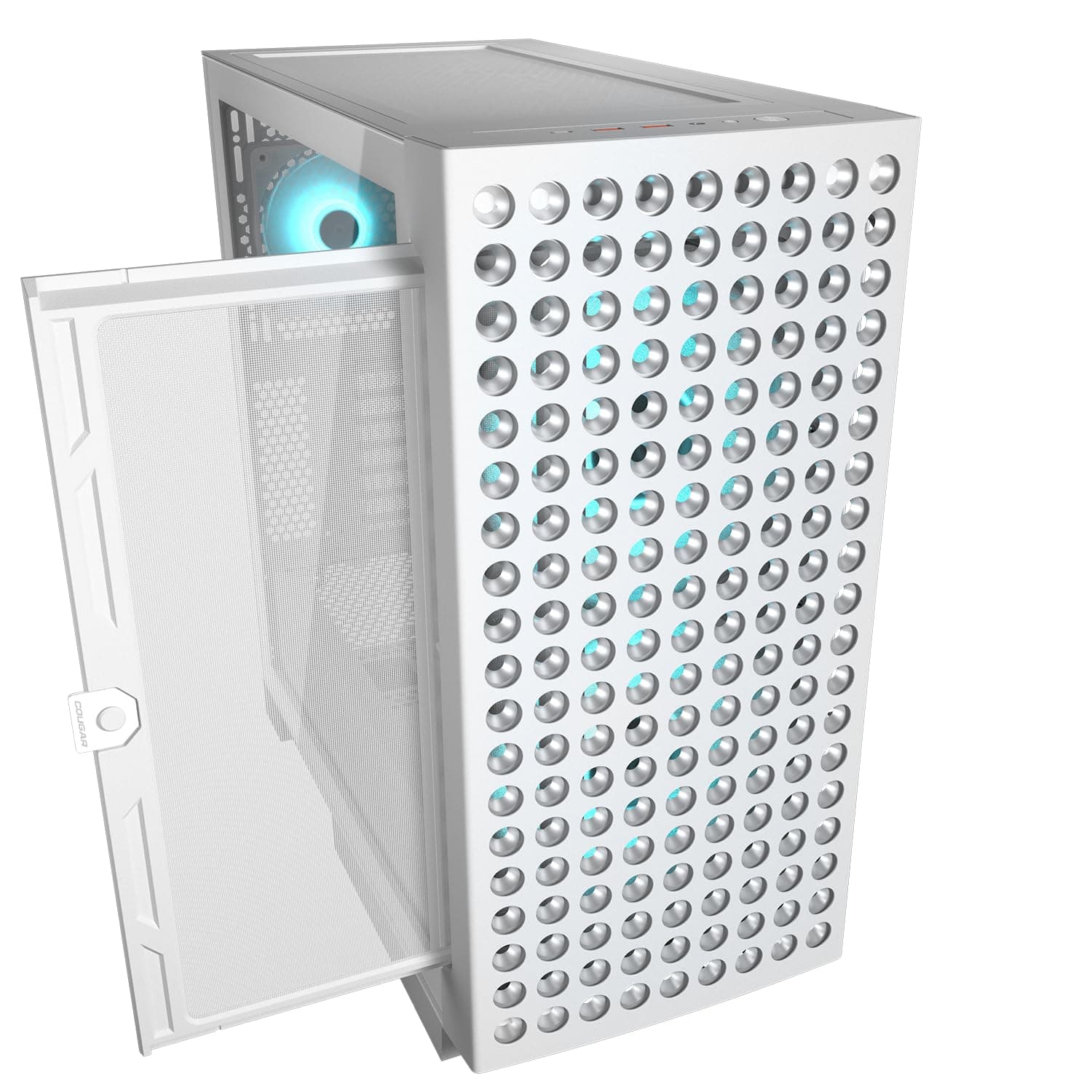 Cougar Airface ECO RGB Mid Tower Gaming Chassis: Kegelförmige Lüftungsschlitze, vorinstallierte 2 x Frontlüfter, 180 mm PWM Kühllüfter, Schnellschiebe-Staubfilter, modularer Front-I/O, vertikaler Bild 3