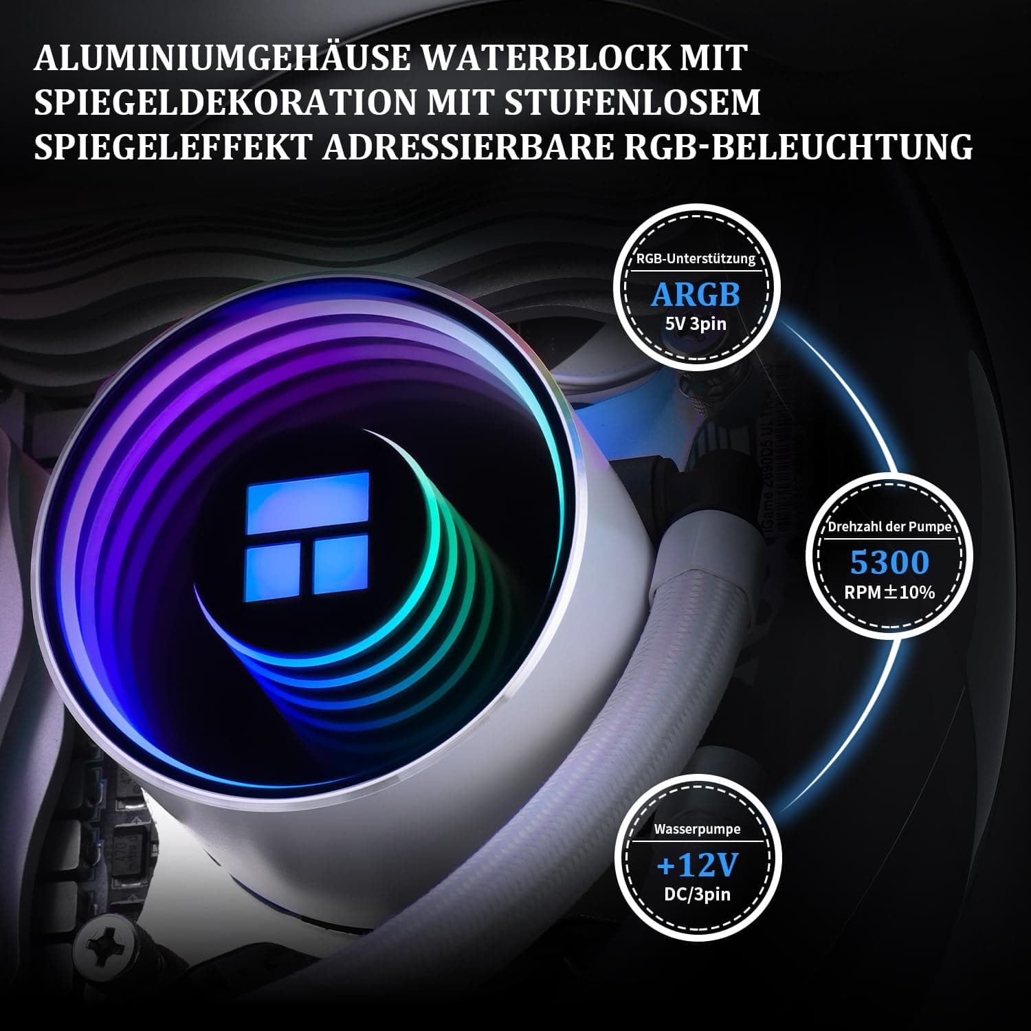 Thermalright Frozen Notte 240 WHITE ARGB V2 Wasserkühlung CPU Kühler, 240 White CPU Kühler Spezifikationen, Doppel PWM Lüfter, S-FDB Lager, passend für AMD/AM4 AM5, Intel LGA 1700/1150/1151/1200/2011 Bild 7