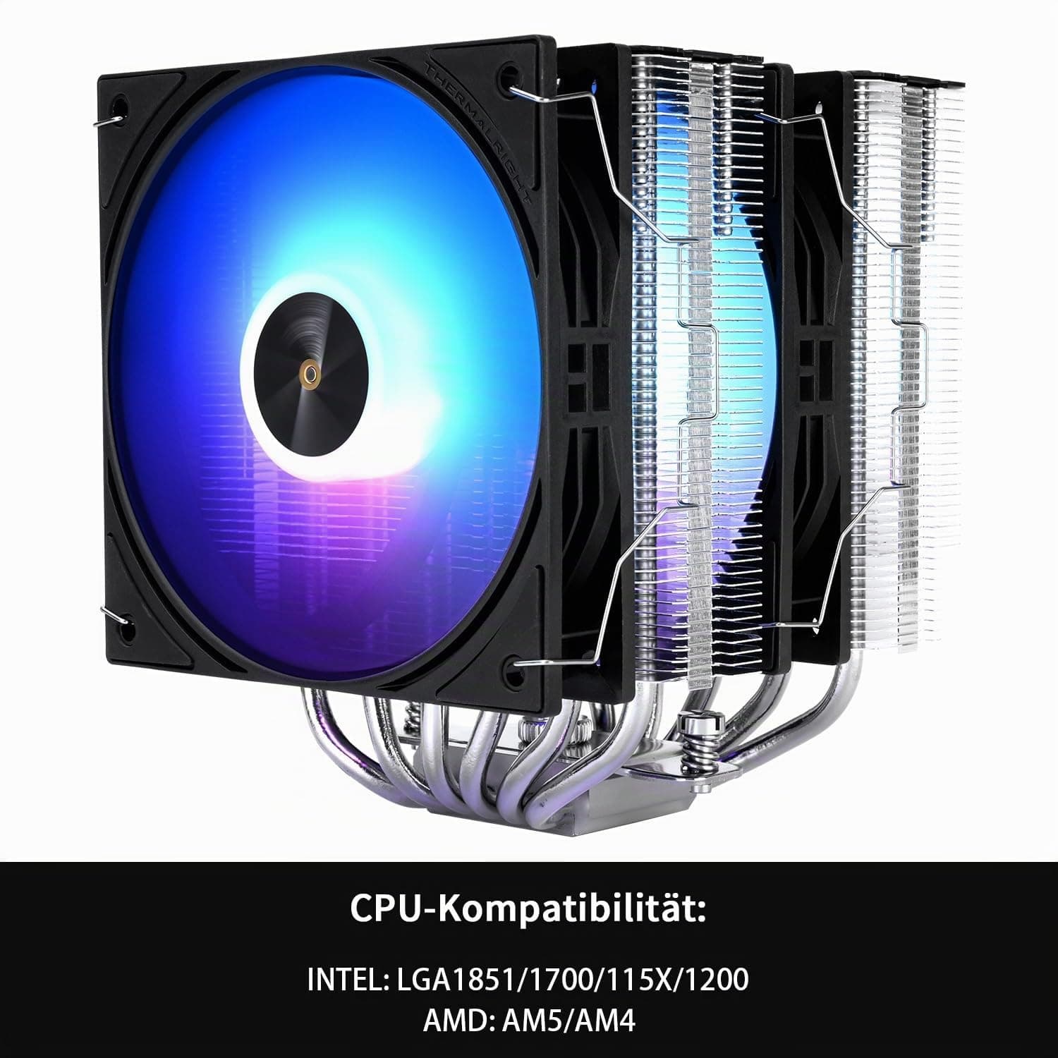 Thermalright Peerless Assassin 120 ARGB Schwarz V3 CPU Luftkühler,6 Heatpipes CPU-Kühler, Dual CPU-Lüfter,Schwarze obere Abdeckung,für AM4/AM5,Intel lga1851/1700/115X/1200, PC-Kühlkörper Kühler PA120 ARGB Black V3 Bild 7