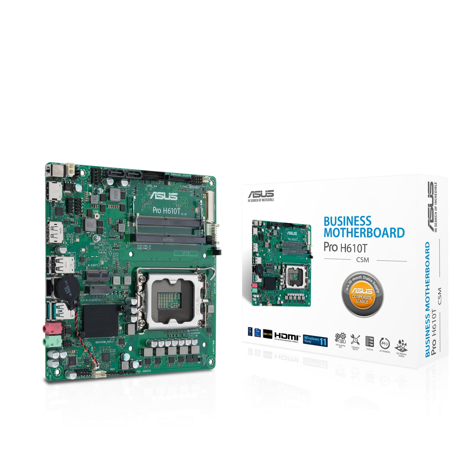 ASUS PRO H810T-CSM Business Mainboard Sockel Intel LGA 1851 (Thin Mini-ITX, PCIe 5.0 M.2, DDR5 SO-DIMM, Q-LED Core, COM-Debug Header, Control Center Express) Bild 2