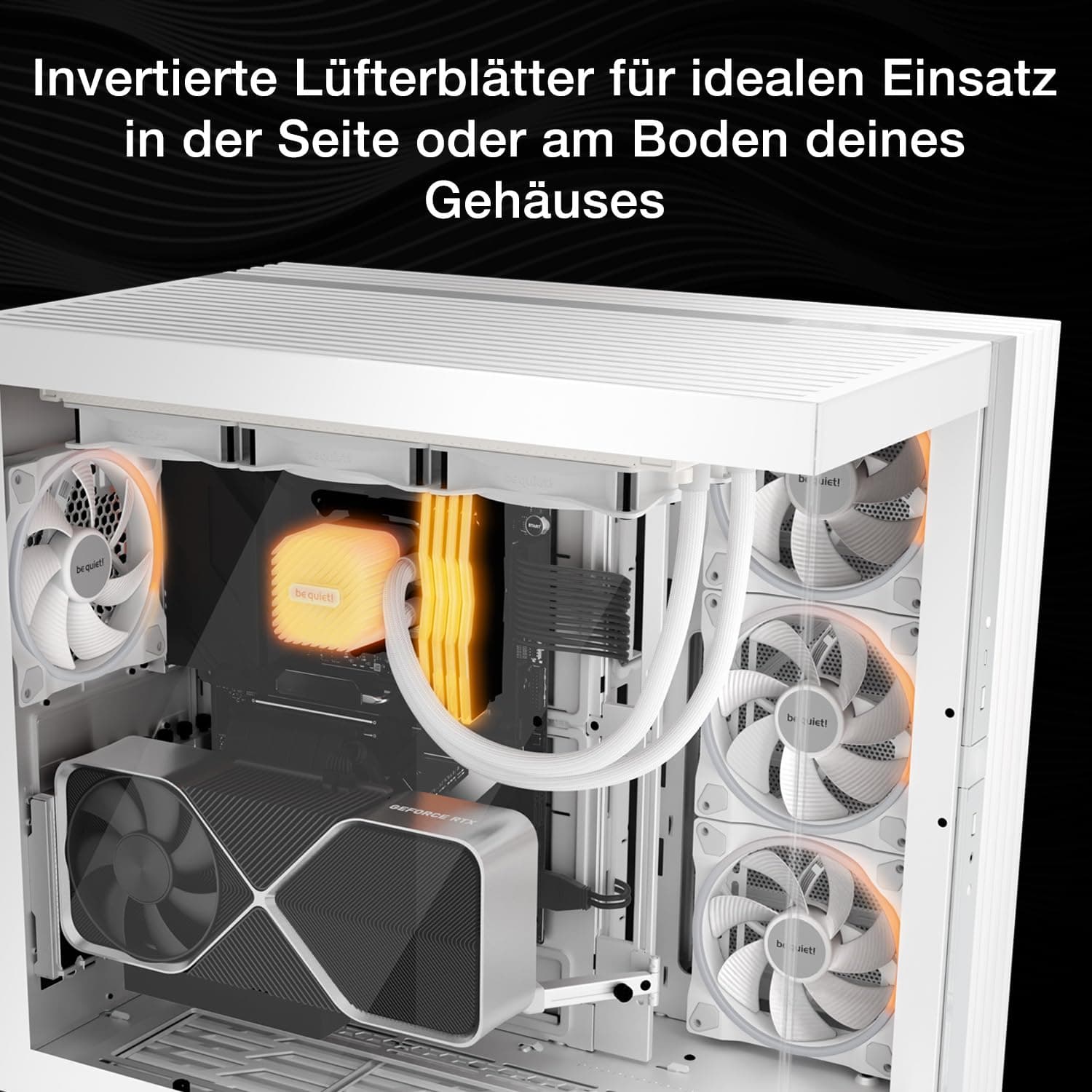 be quiet! Light Wings 140mm PWM Reverse White, 7 invertierte Lüfterblätter, hoher Airflow, ideal für die Seite oder am Boden des Gehäuses, ARGB-Beleuchtung, vielzählige Farben, sehr leiser Betrieb Bild 5