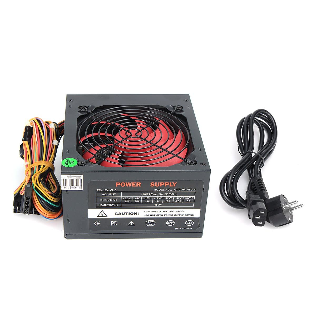 110V-230V 12Cm Lüfter ATX Netzteil Lüfter 24 Pin Pci Sata ATX 12V Molex Connect 80 + Gold - Eu-Stecker