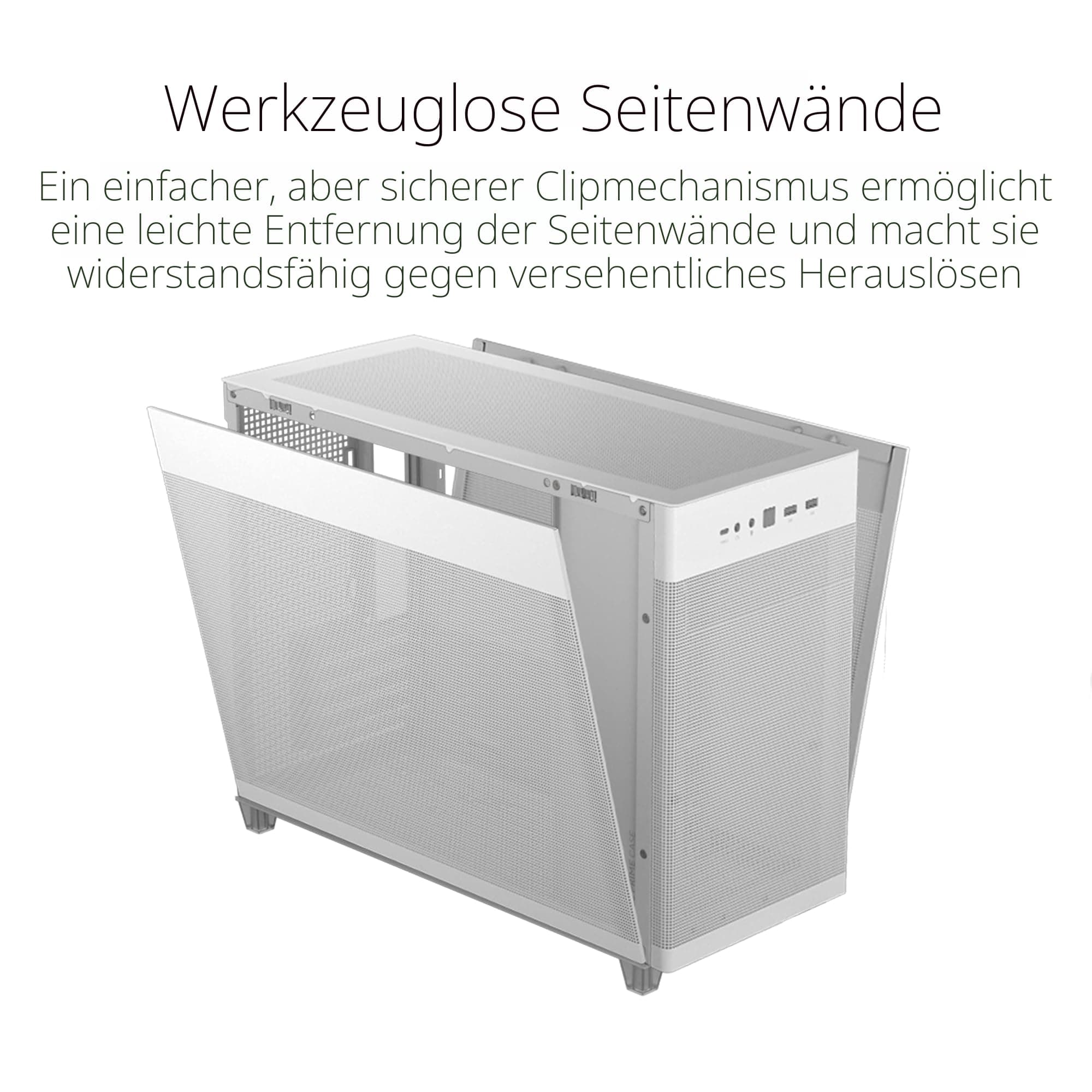 ASUS Prime AP201 MicroATX Gehäuse weiß (33 Liter, unterstützt 280- & 360-mm-Kühler, Grafikkarten bis 338 mm Länge und Standard-ATX-Netzteile) Bild 7