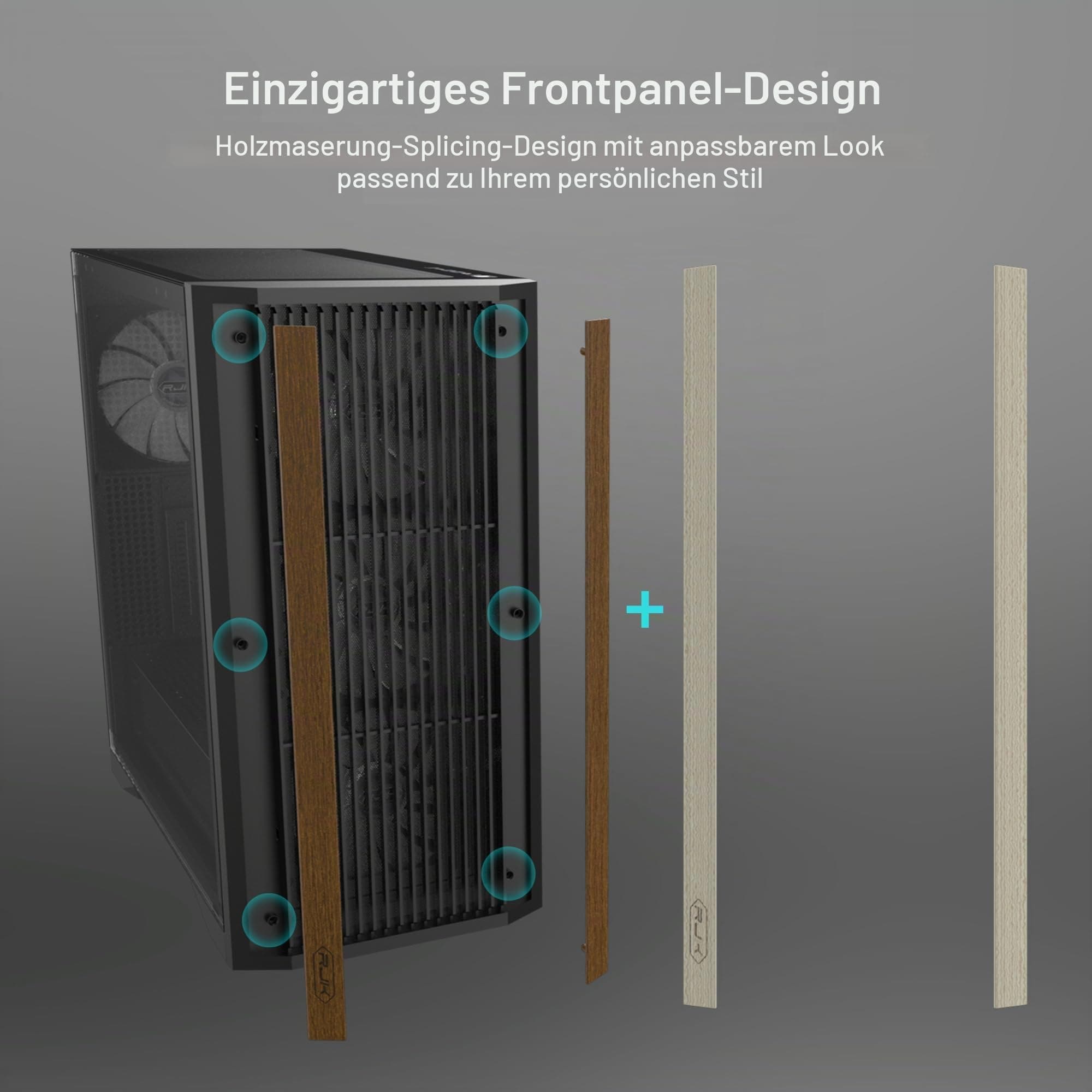 RAIJINTEK AGOS MAX Weiß Mid-Tower PC Gehäuse, Gehärtetes Glas, Holzmaserung Frontpanel, Bewegliche GPU-Halterung, 140mm Lüfter hinten, E-ATX/ATX/M-ATX/Mini-ITX kompatibel 1 Lüfter Weiß Bild 3
