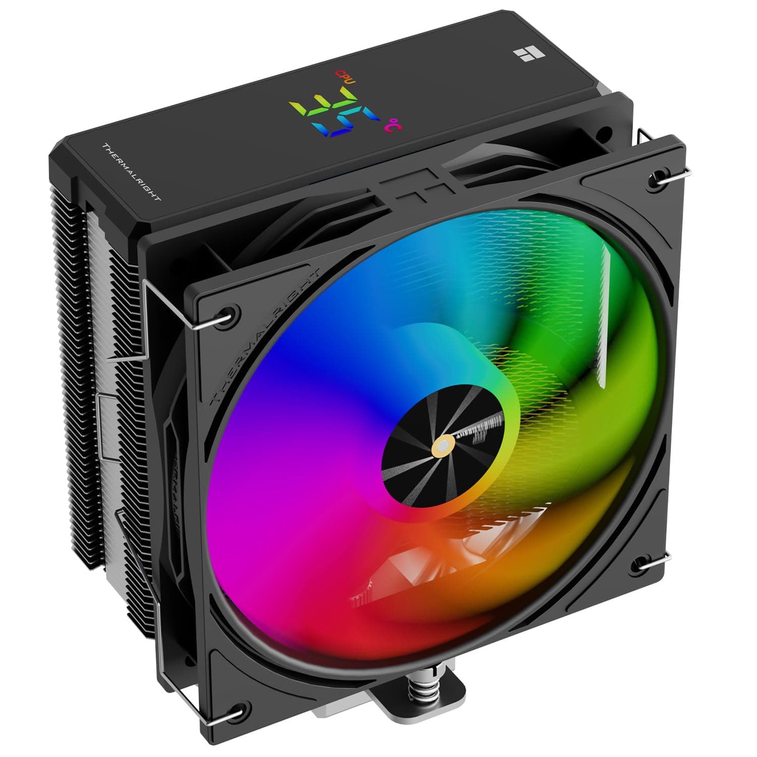 Thermalright Assassin X 120R Digitaler ARGB Black CPU-Kühler, Digitaler Bildschirm Top Cover, TL-P12-S PWM Quiet Fan CPU Luftkühler, Unterstützung AM4/AM5, Intel LGA1851/1700/1150/1151/1200 AX120R D ARGB Black