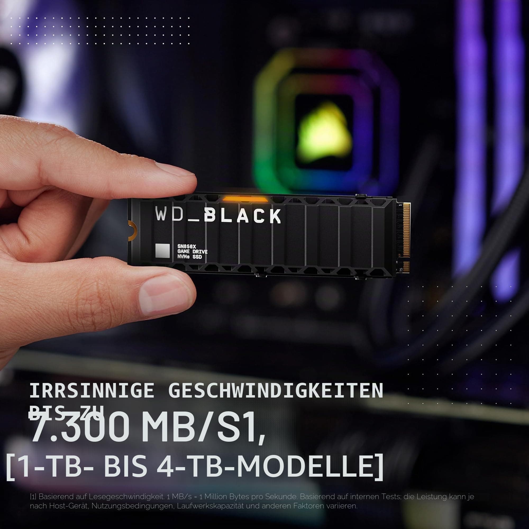 WD_BLACK SN850X NVMe SSD mit Heatsink 4 TB interne SSD (Gaming Speicher, PCIe Gen4-Technologie, Lesen 7.300 MB/s, Schreiben 6.600 MB/s) Schwarz Bild 6