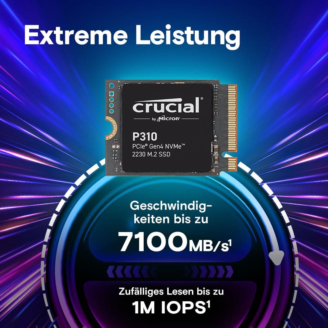 Crucial P310 SSD 1TB M.2 2230 PCIe Gen4 NVMe, bis 7.100 MB/s, mit Steam Deck, ASUS ROG Ally, MSI Claw & Microsoft Surface kompatibel - CT1000P310SSD2 1TB (M.2 2230) Bild 7
