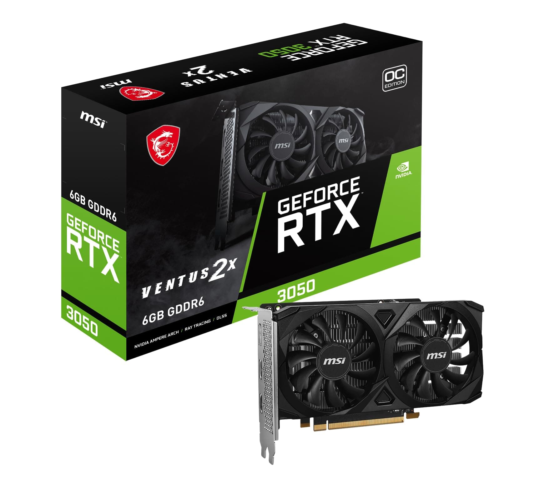 MSI GeForce RTX 3050 Ventus 2X E 6G OC - 6GB GDDR6, 14 Gbps, 96-bit Bild 2