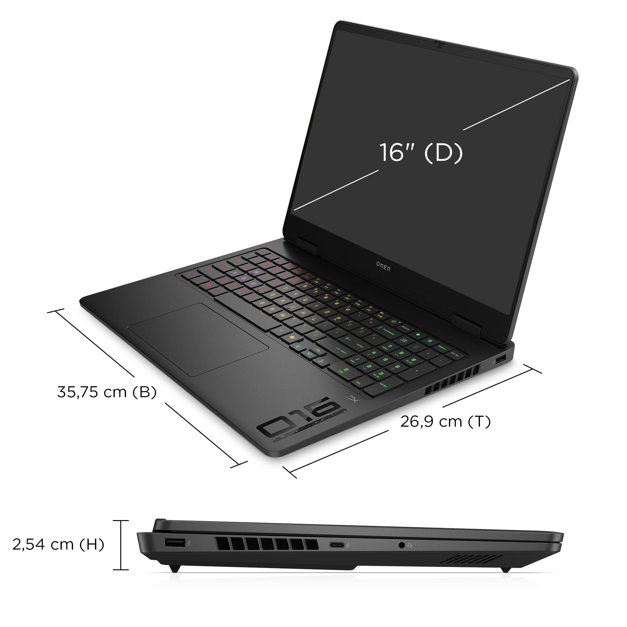 HP Omen Gaming Laptop (16" 2.5K Display, Intel Core Ultra 7, 32GB RAM, 1TB, Win11, QWERTZ) - Schwarz Intel Core Ultra 7 255H NVIDIA GeForce RTX 5060 144 Hz FHD Bild 4