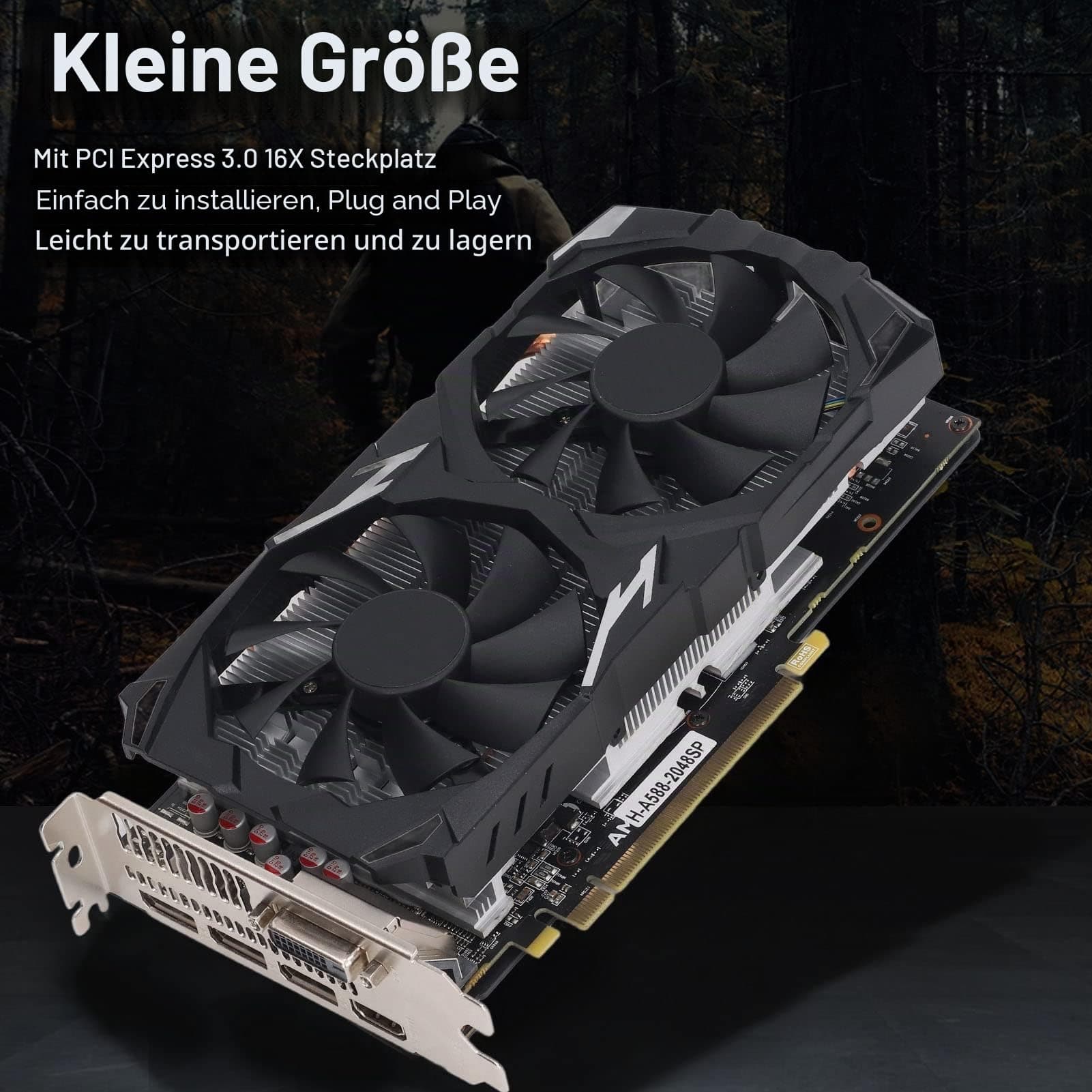 RX580 8 GB GDDR5 256-Bit-Grafikkarte, Hohe Leistung, Effizient und Leise, Kompakt und Tragbar, Hohe Auflösung, Stabil und Langlebig, Mehrere Schnittstellen, für Windows 10 11 (RX580 8GB GDDR5 256BIT) Bild 3