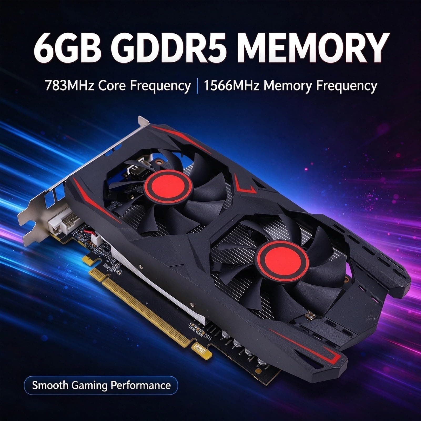 550 TI 6 GB GDDR5-Grafikkarte, 192 BIT Speicherbreite, 783 MHz Kernfrequenz, Doppellüfter, Effiziente und Leise Kühlung für Gaming-Arbeit und Videobearbeitung Bild 8