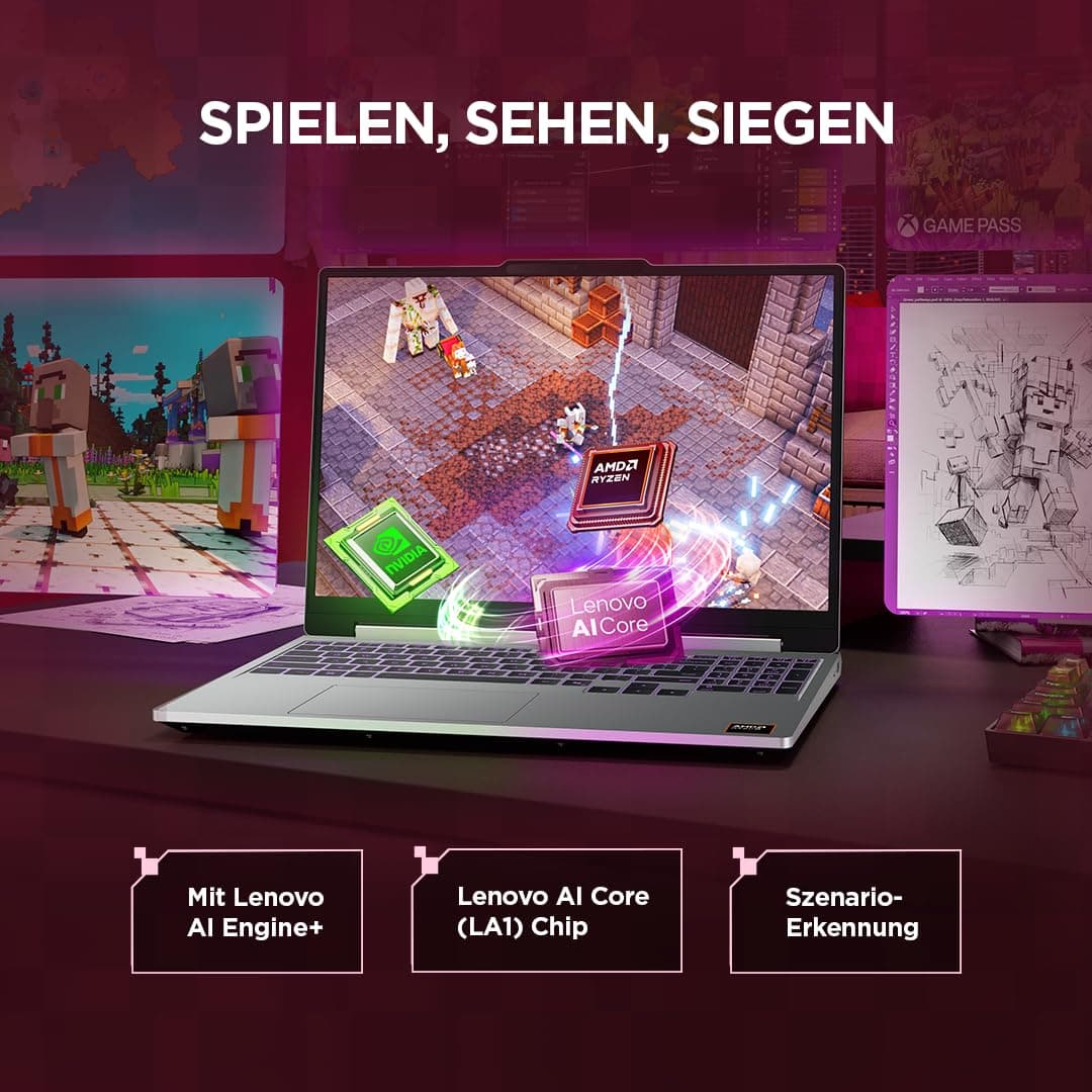 Lenovo LOQ Gaming AI Laptop | 15.3" WUXGA 165Hz Display | AMD Ryzen 7 250 | 16GB RAM | 1TB SSD | NVIDIA GeForce RTX 5060 | Windows 11 | QWERTZ | Grau | 3 Monate GamePass Bild 8