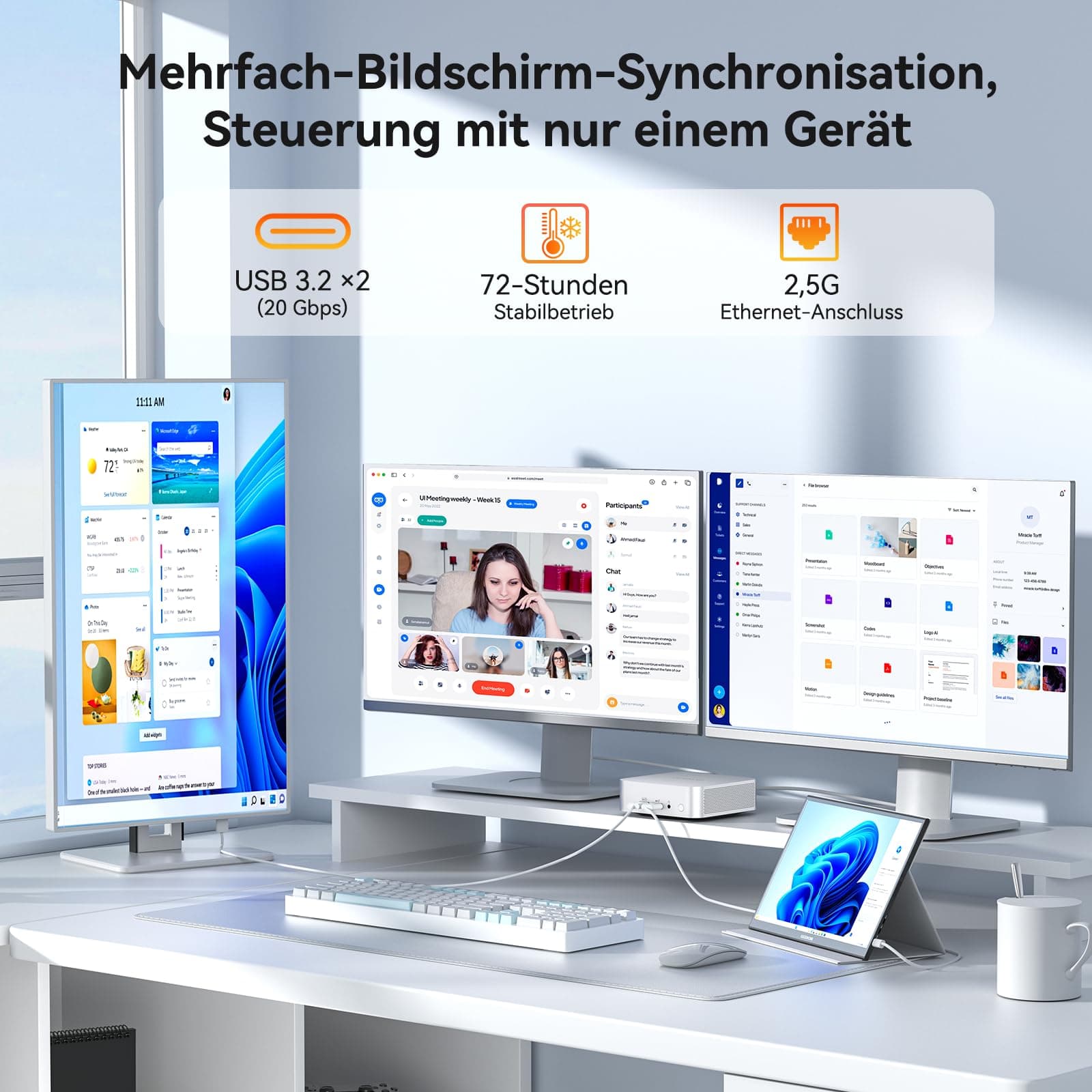 GEEKOM Mini PC A5 Pro mit AMD Ryzen 5 7430U, 16GB Aufrüstbarer DDR4 RAM(Kein festgelegter LPDDR) + 512GB SSD | Kompakter Mini Desktop PC W-11 Pro | 6 x USB | Quad Display, für Business R5 7430U(16+1) Bild 6