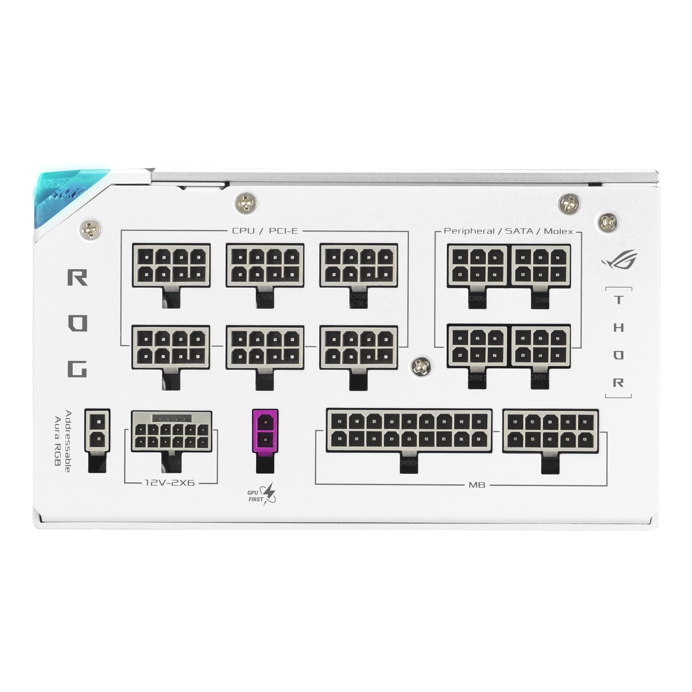 ASUS ROG Thor 1200W Platinum III White Equalizer ATX Gaming Netzteil (ROG Equalizer 12V-2x6 PCIe Stromkabel, GaN-MOSFET, OLED Display, 80 Plus & Cybenetics Zertifizierung, ATX 3.1, PCIE 5.1, Weiß) Bild 7