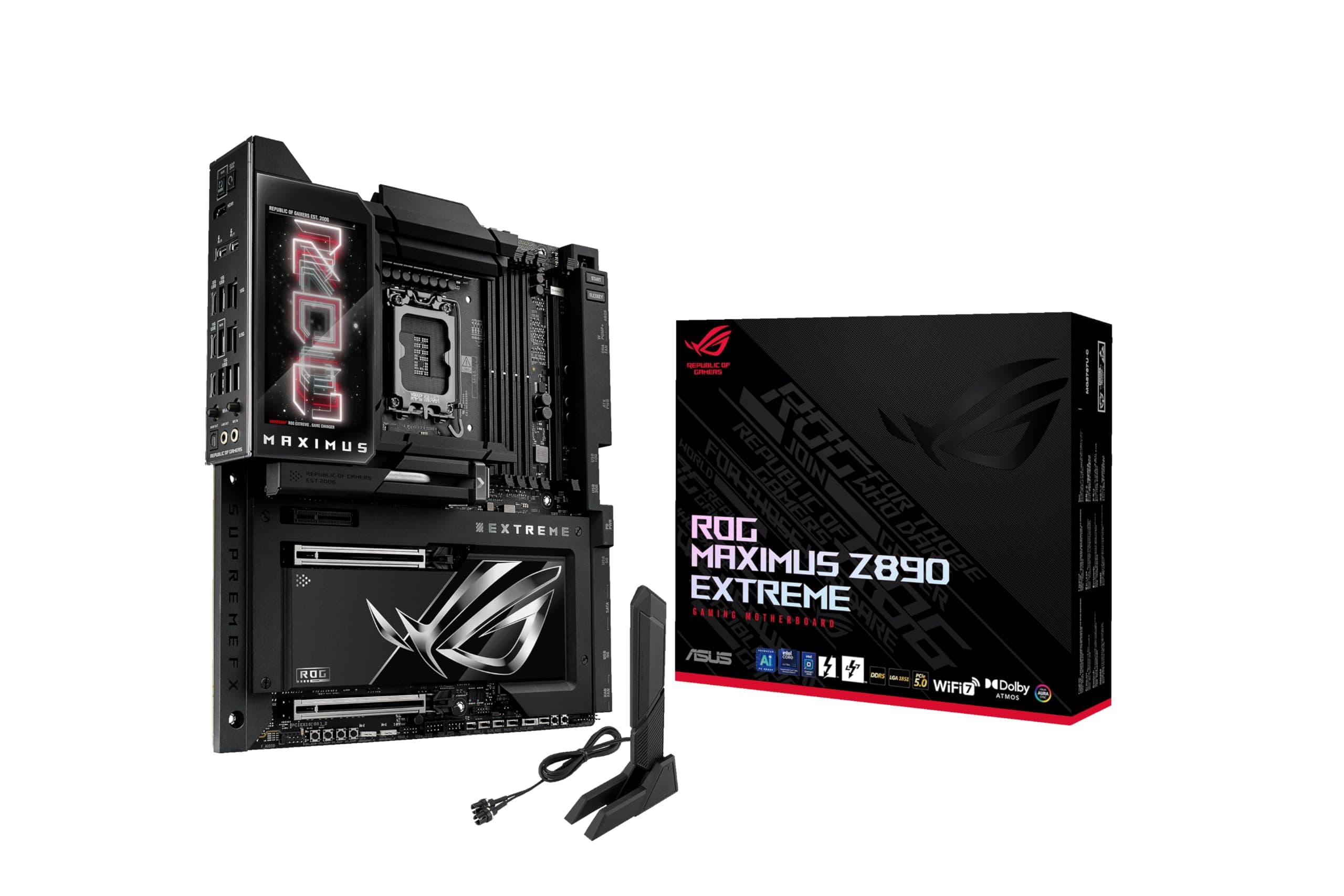 ASUS ROG Maximus Z890 Extreme Gaming Mainboard Sockel Intel LGA 1851 (E-ATX, Advanced AI, DDR5, NitroPath DRAM, WiFi 7, 3X PCIe 5.0 M.2, 1x PCIE 4.0 M.2, 2X Thunderbolt 5, DIMM Flex) Bild 2
