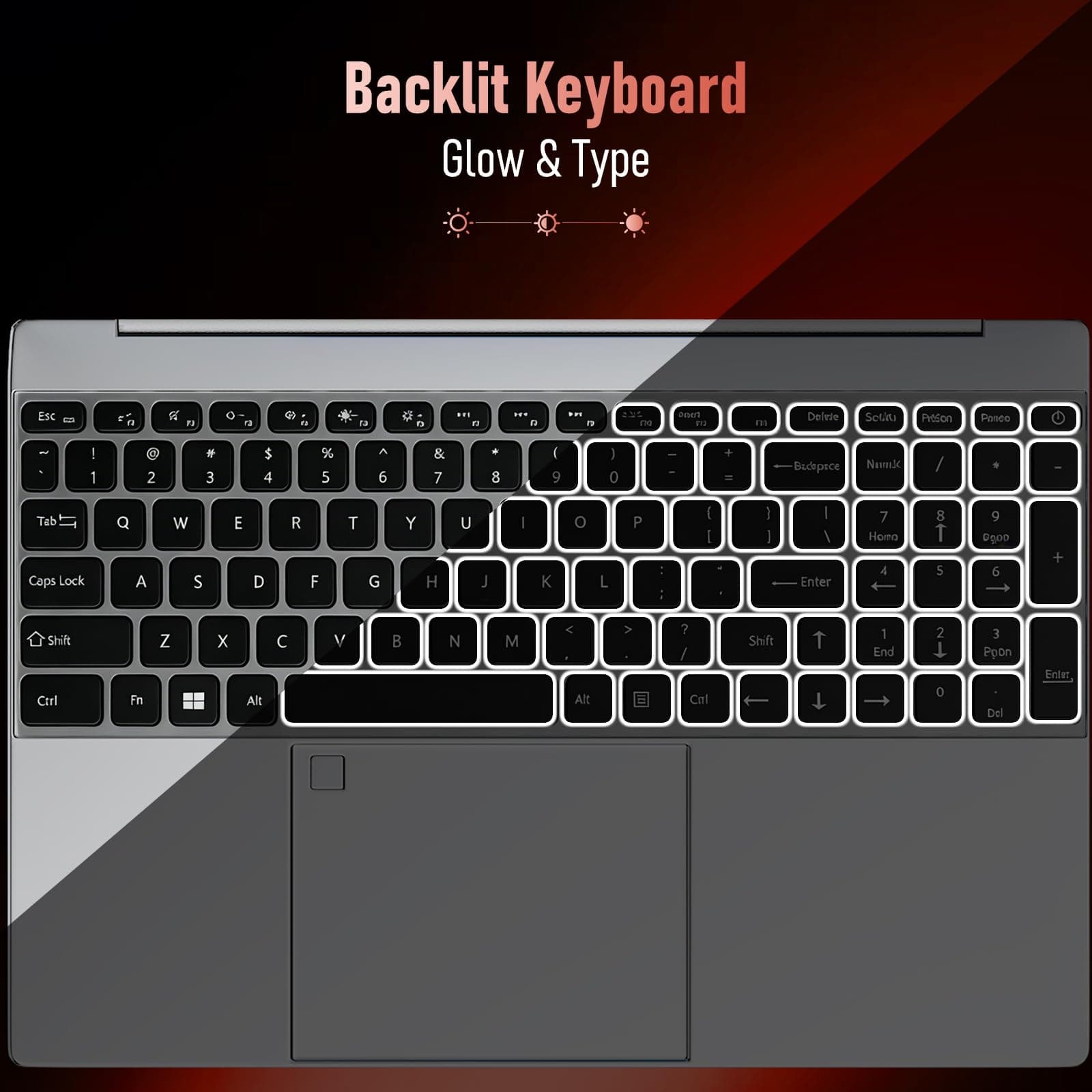 Laptop 16 Zoll, 16GB RAM 512Go SSD Prozessor N95 (bis 3,4 GHz) Große Akkulaufzeit 180° Bildschirm, Notebook Win 11 für Studenten und Arbeit Touch ID WiFi5 BT Bild 6