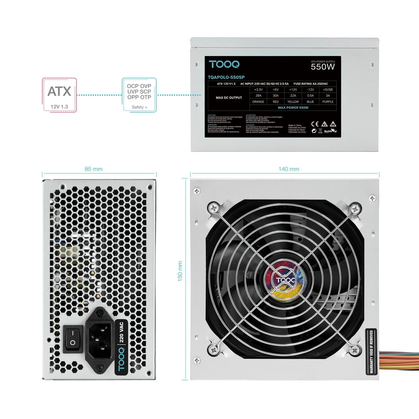 OOQ TQAPOLO-550SP – Netzteil ATX 550 W mit aktivem PFC Bild 3