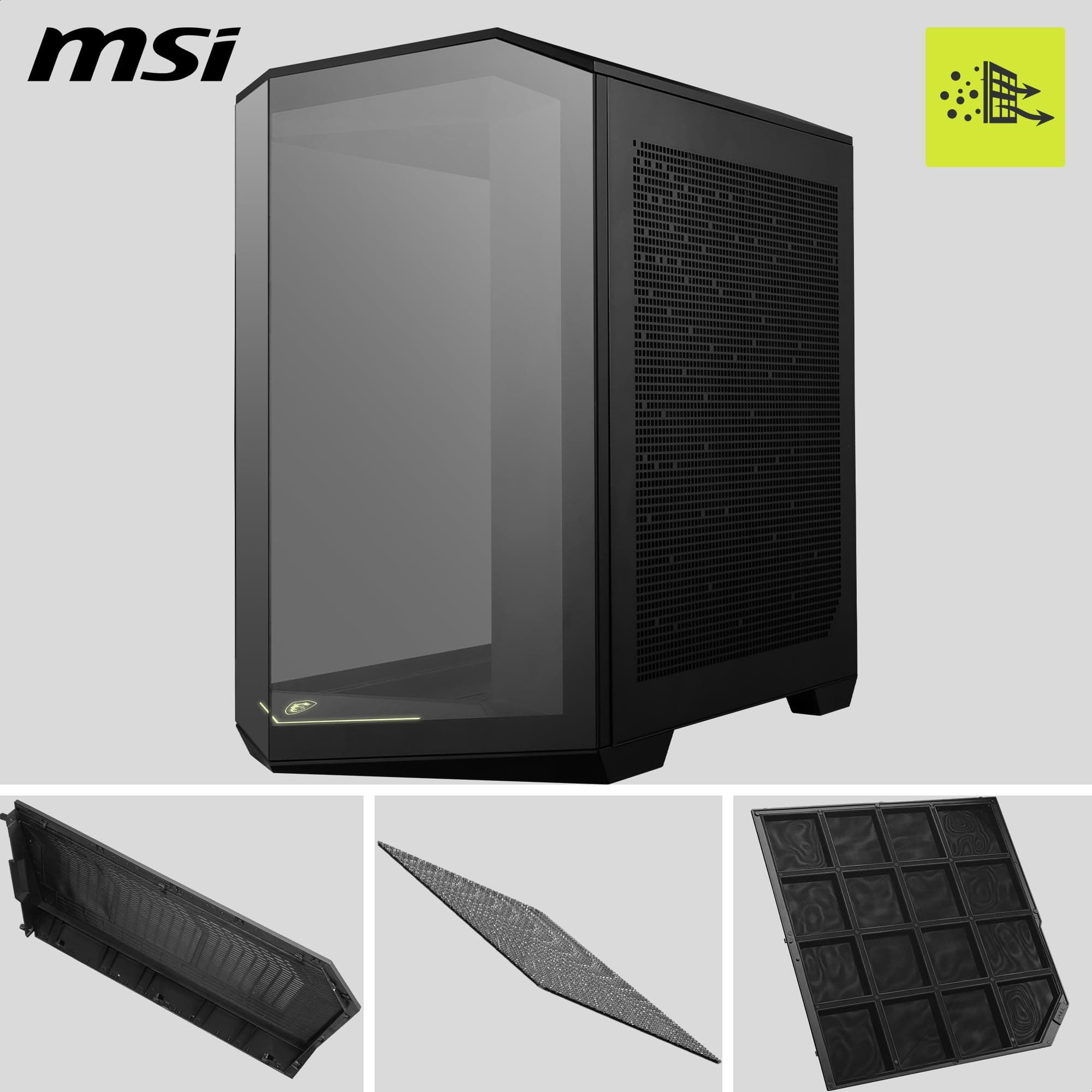MSI MAG PANO 100L PZ PC-Gehäuse ATX – kompatibel mit vertikaler Grafikkarten-Installation, unterstützt GPU, Staubfilter, schwenkbarer Speicherkäfig, Doppelfach, USB Typ-C 20 GB/s ATX MAG PANO 100L PZ Bild 5