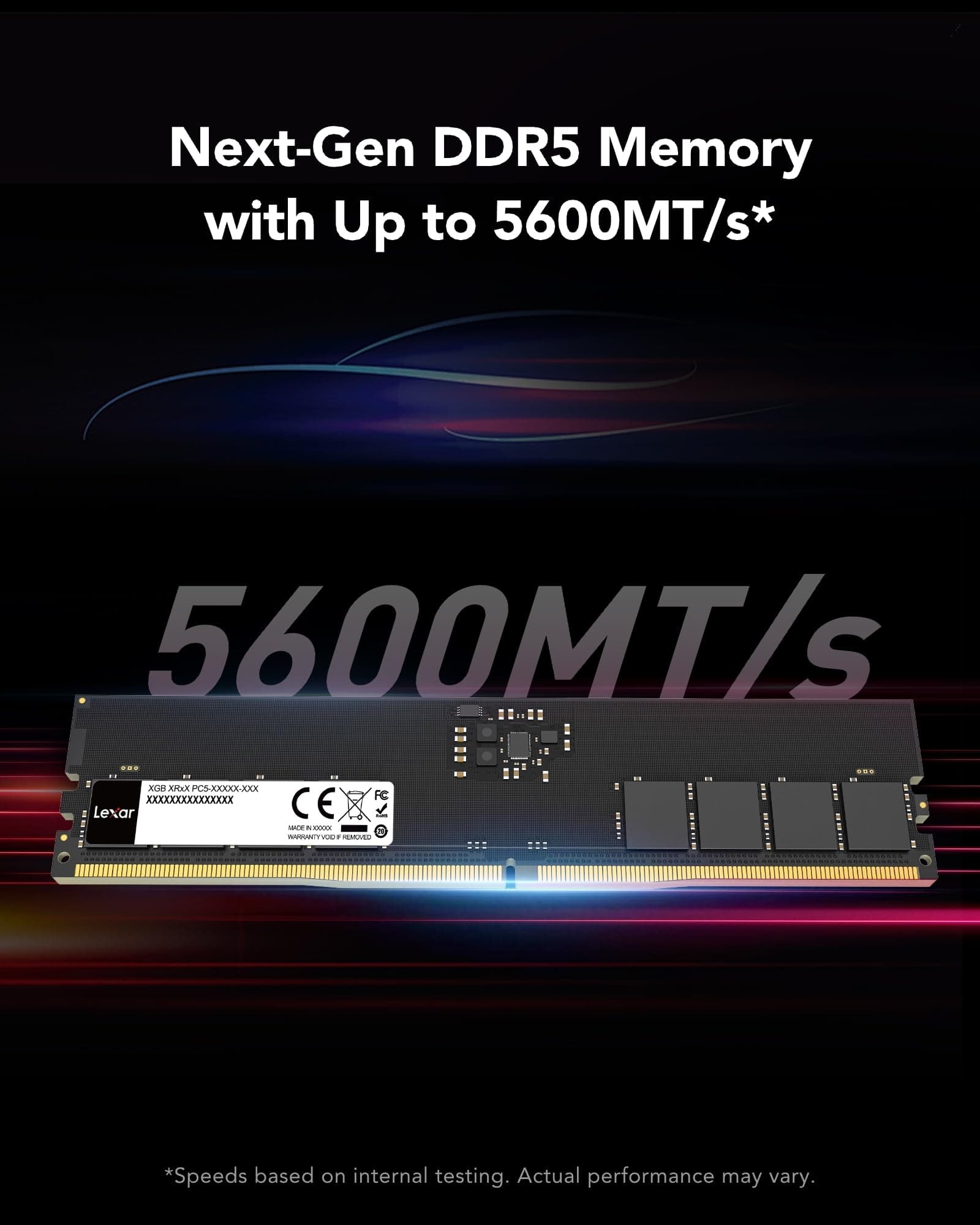 Lexar UDIMM 16 GB DDR5 RAM 5600 MHz, 288-Pin DDR5 UDIMM Computer RAM, Hochleistungs UDIMM Arbeitsspeicher für PC-Speicher, 1,1 V, CL46-45-45-90 DDR5 UDIMM 5600MHz 16GB Single Bild 3