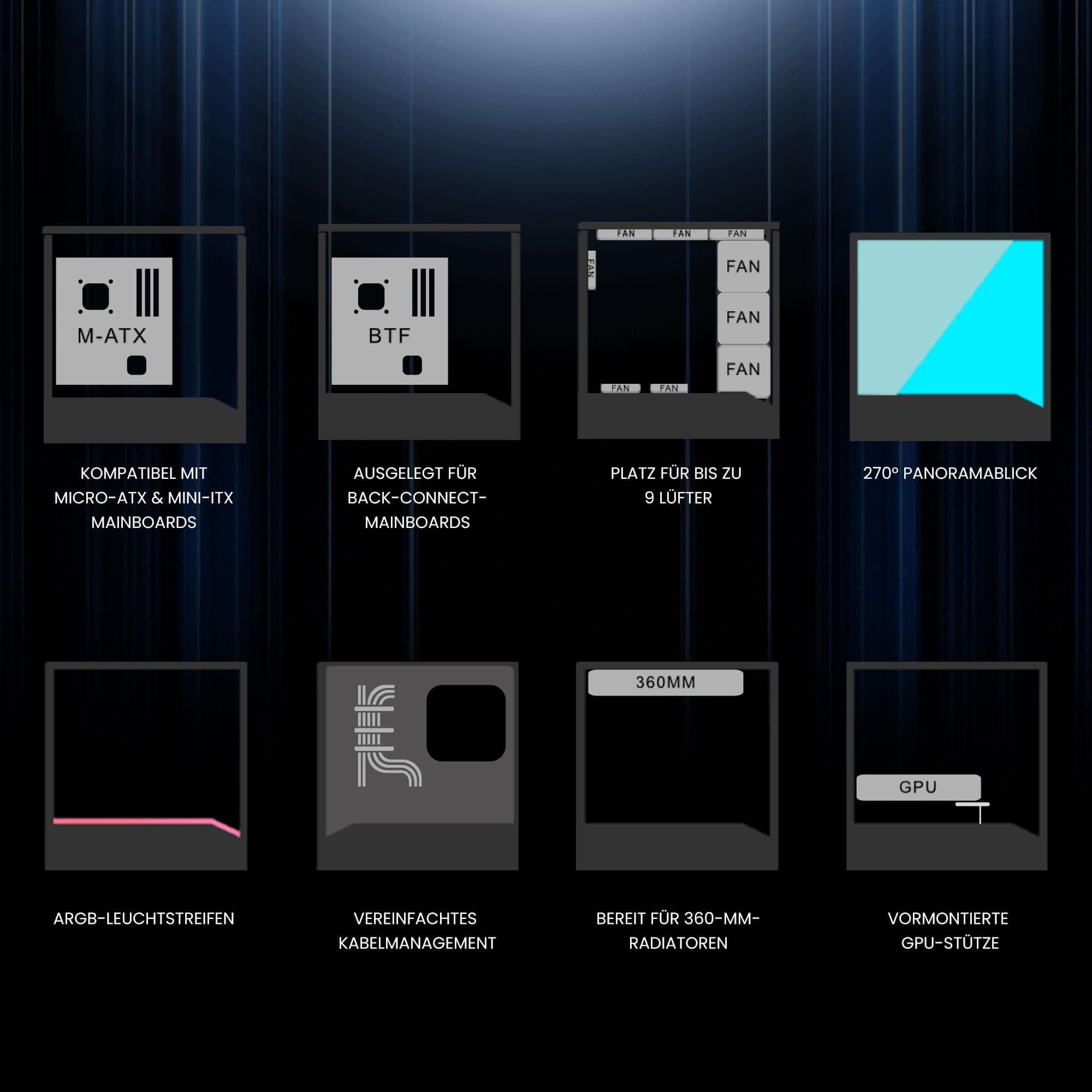 Lian Li Vector V100R MINI Micro-ATX Gaming-PC-Gehäuse – Schwarz | Kompakter Mini-Tower mit Temperglas, starkem Airflow und ATX-Netzteil-Support Bild 3