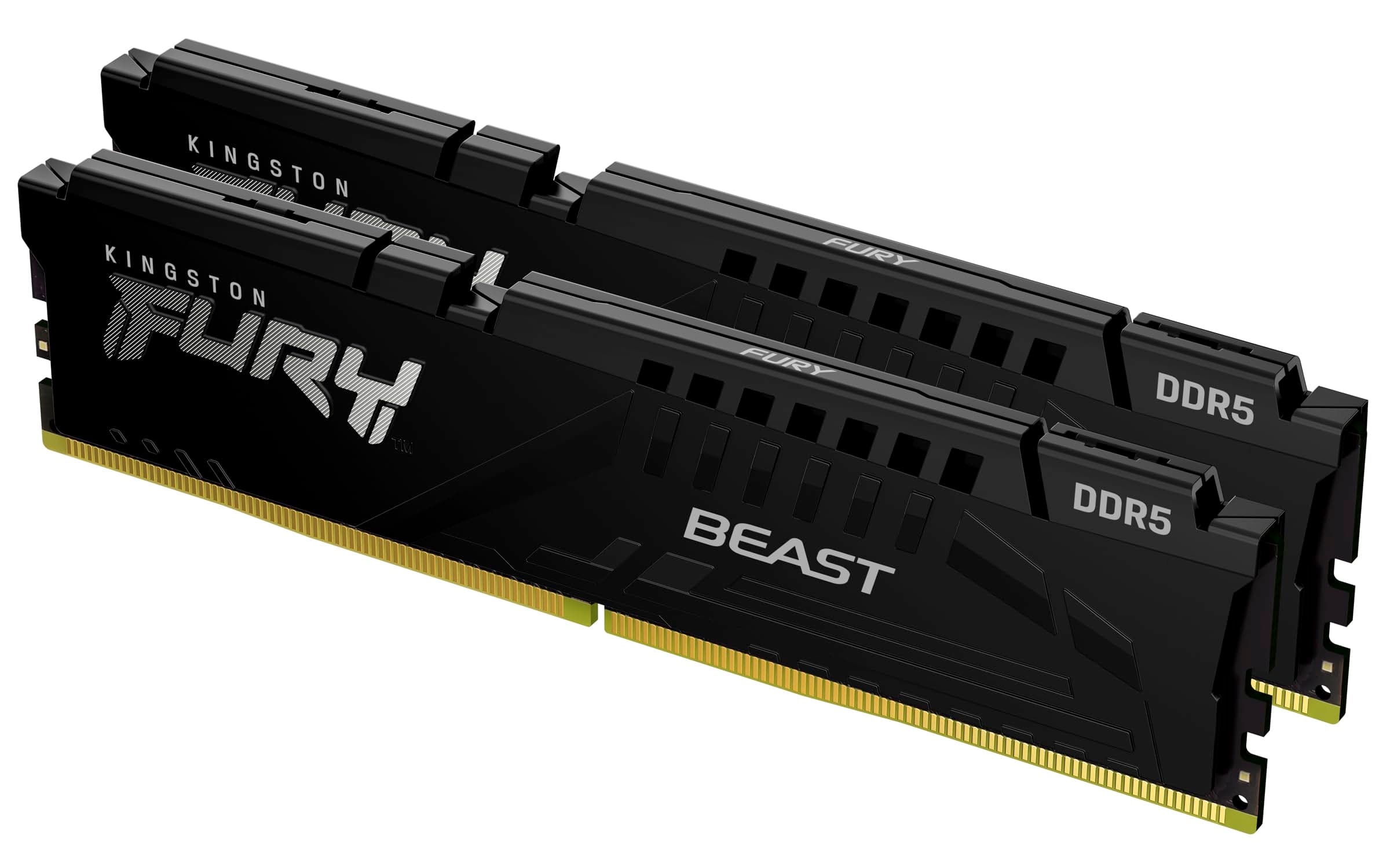 Kingston FURY Beast Schwarz DDR5 64GB (2x32GB) 6000MT/s CL30 DIMM Desktop Gaming Speicher Kit mit 2 AMD EXPO und Intel XMP - KF560C30BBEK2-64 Schwarz 64GB (2x32GB) AMD EXPO-Intel XMP 6000MT/s (EXPO)