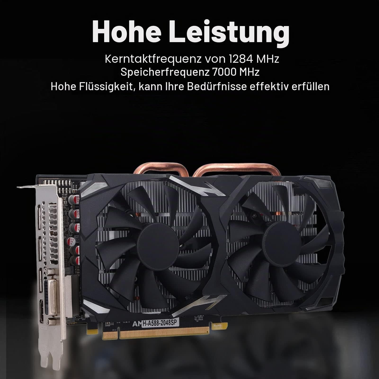 RX580 8 GB GDDR5 256-Bit-Grafikkarte, Hohe Leistung, Effizient und Leise, Kompakt und Tragbar, Hohe Auflösung, Stabil und Langlebig, Mehrere Schnittstellen, für Windows 10 11 (RX580 8GB GDDR5 256BIT) Bild 7