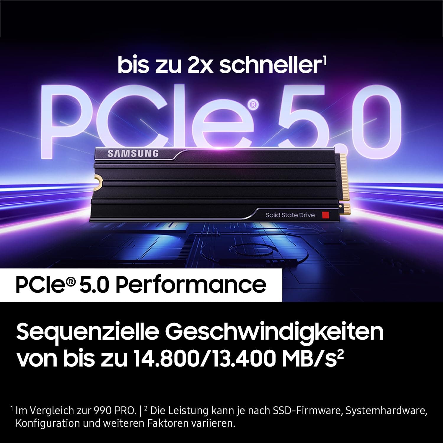 Samsung 9100 PRO Heatsink NVMe M.2 SSD, 2 TB, PCIe 5.0, 14.700 MB/s Lesen, 13.400 MB/s Schreiben, Interne SSD für PC- sowie Konsolen-Gaming und Videobearbeitung, Schwarz, MZ-VAP2T0CW Bild 6