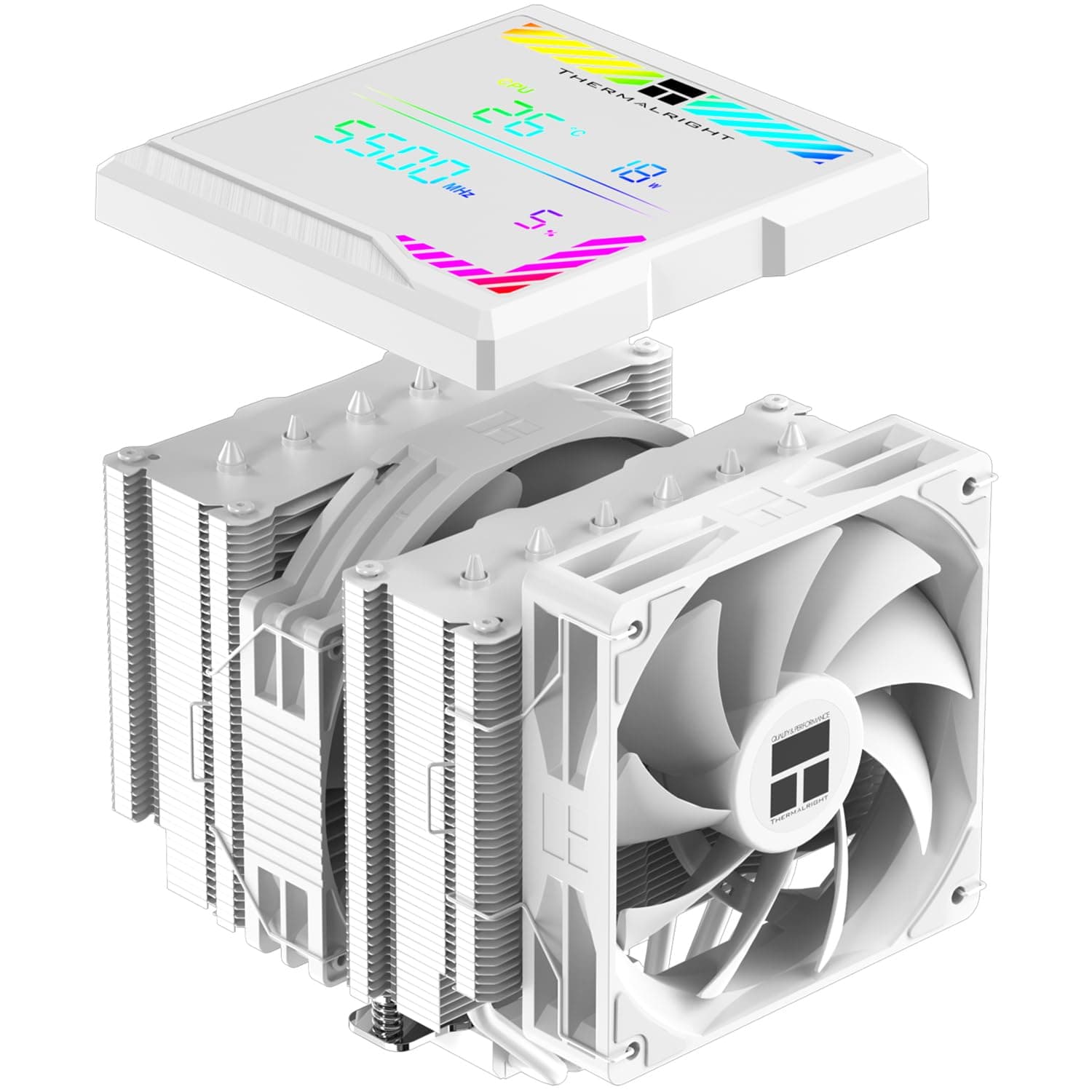 Thermalright Peerless Assassin 140 Digitaler weißer CPU-Kühler, Doppeltürme und Doppelventilator-Kühlung, CPU-Luftkühler, ARGB Digitalbildschirm, obere Abdeckung, für AM4/AM5, Intel LGA1851/1700/115X