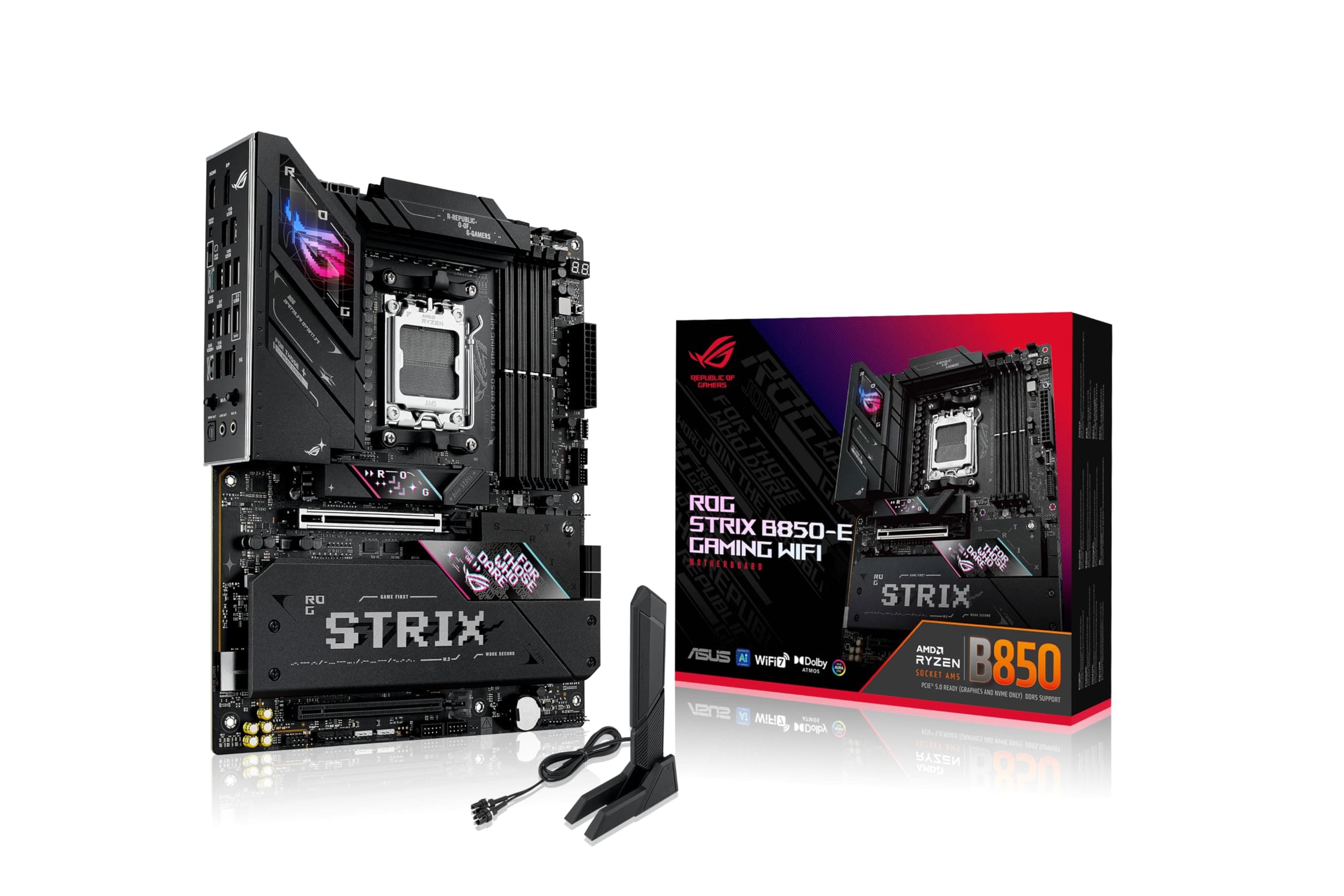 ASUS ROG Strix B850-E Gaming WiFi Mainboard Sockel AMD AM5 (AMD B850, E-ATX, DDR5 Speicher, PCIe 5.0, WiFi 7, 2X PCIe 4.0 M.2, Aura Sync) Bild 2