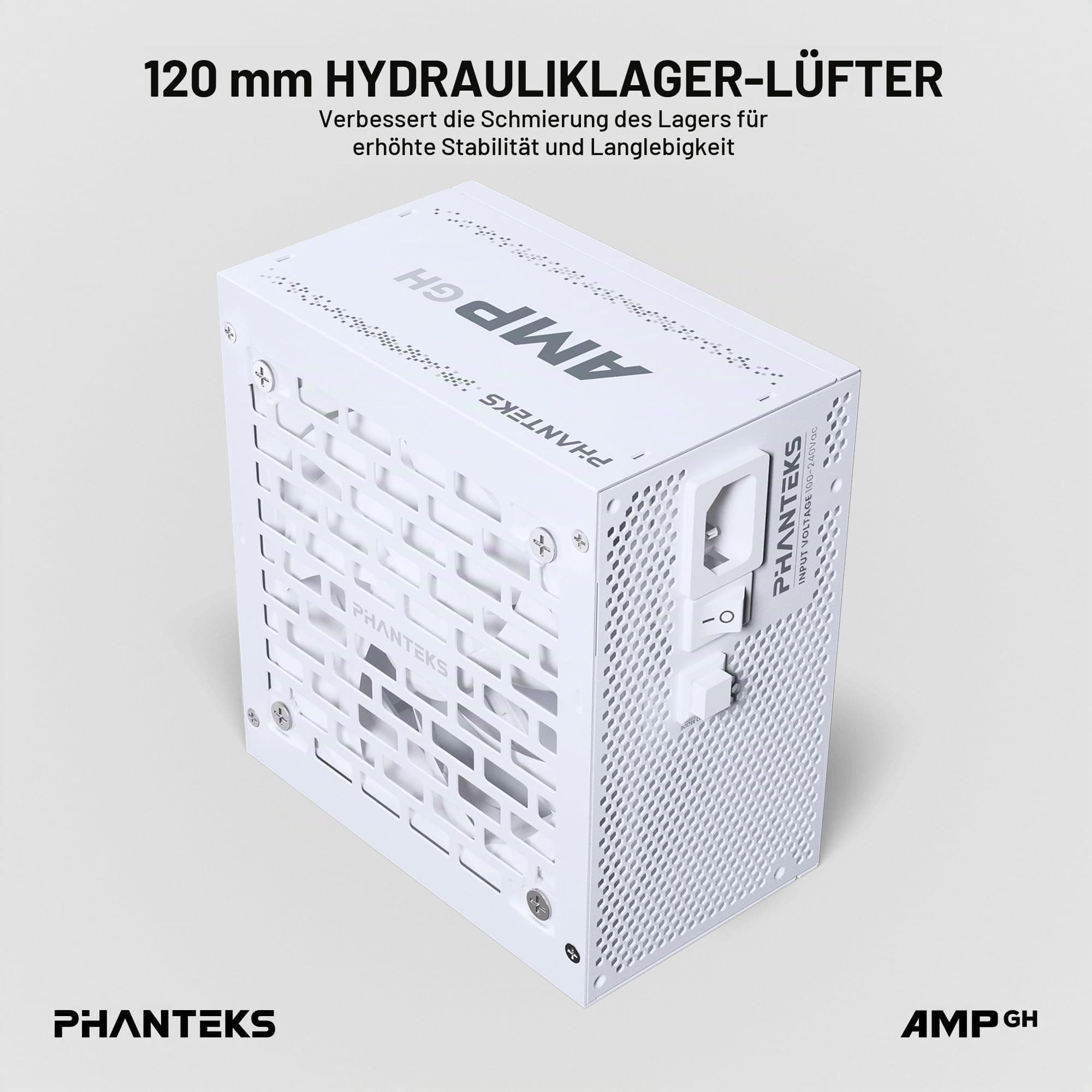 Phanteks AMP GH 850W PC-Netzteil Weiß, 850 Watt ATX-Netzteil, PCIe 5.1, ATX 3.1 PSU | 80 PLUS Gold, alle Kabel abnehmbar, leise Bild 7