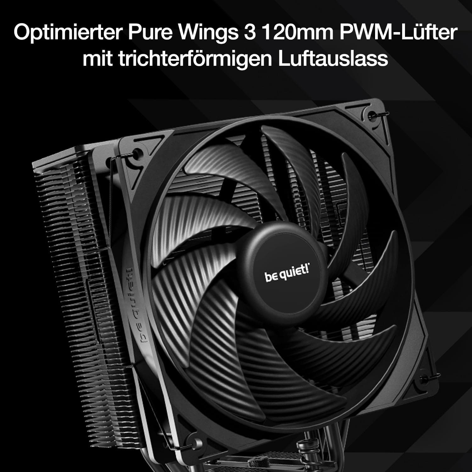 be quiet! Pure Rock 3 Black Luftkühler, sehr hohe Kühlleistung, 4 Hochleistungs-Heatpipes mit HDT-Technologie, optimierter Pure Wings 3 120mm PWM- Lüfter, vorinstallierte Montagebrücke Bild 7
