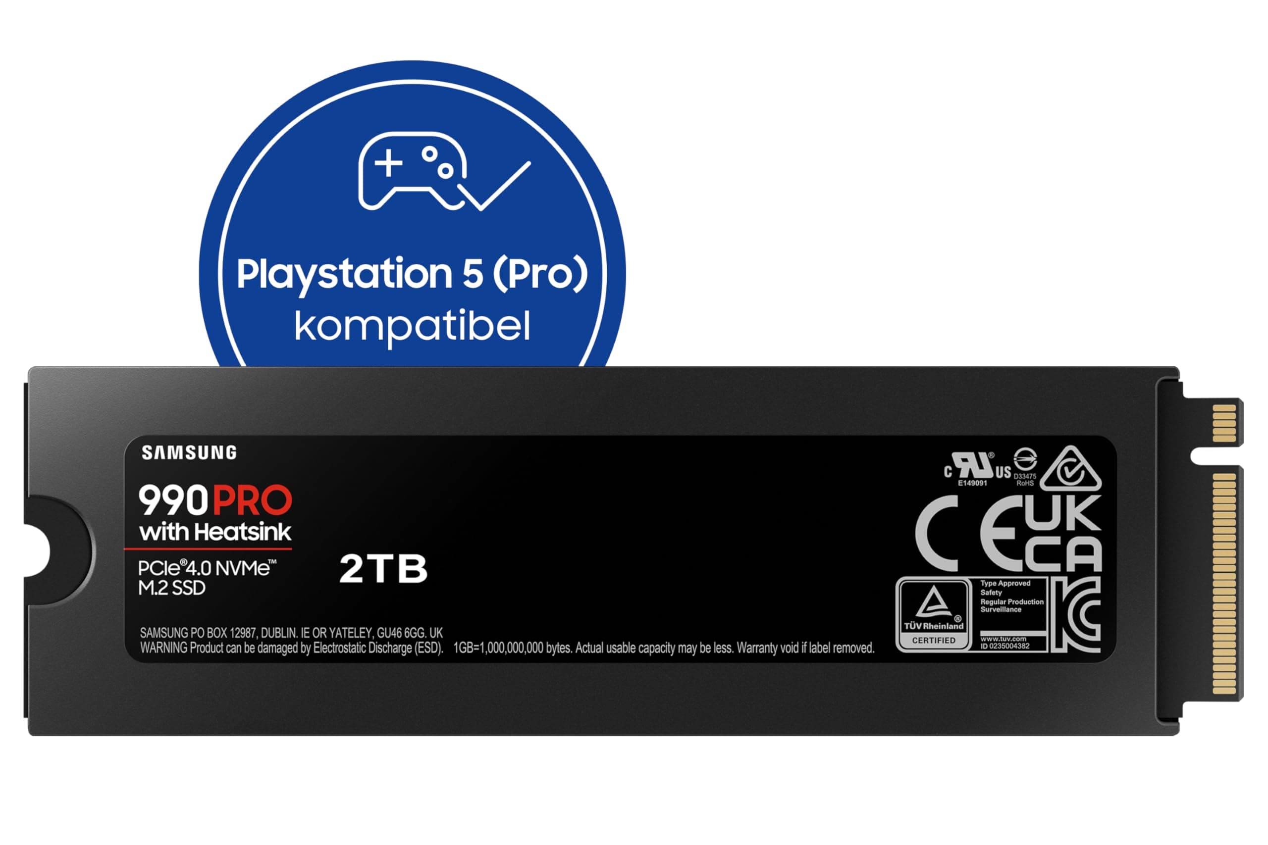 Samsung 990 PRO NVMe M.2 SSD mit Heatsink, 2 TB, PCIe 4.0, 7.450 MB/s Lesen, 6.900 MB/s Schreiben, Interne SSD für PC-/Konsolen-Gaming und Videobearbeitung, MZ-V9P2T0CW Bild 4