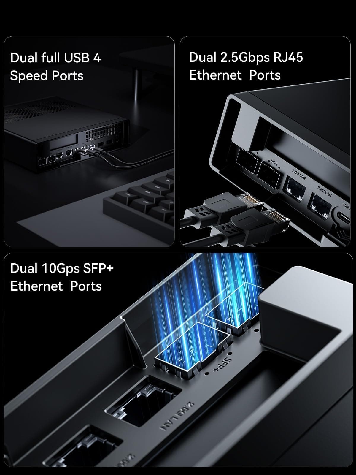 MINIS FORUM MS-01 Mini Workstation Intel Core i9-13900H (vPro Enterprise) Mini PC,2X 10Gbps SFP+/2X 2.5G RJ45/2x USB4/HDIM/1x PCIe4.0x16 slot/3x M.2 2280/22110/U.2 SSD,Pas de RAM/SSD MS-01 S390 0/0 GB Bild 3