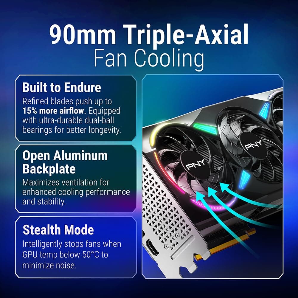 PNY GeForce RTX™ 5070Ti 16GB ARGB OC Triple Fan Grafikkarte DLSS 4 Bild 7