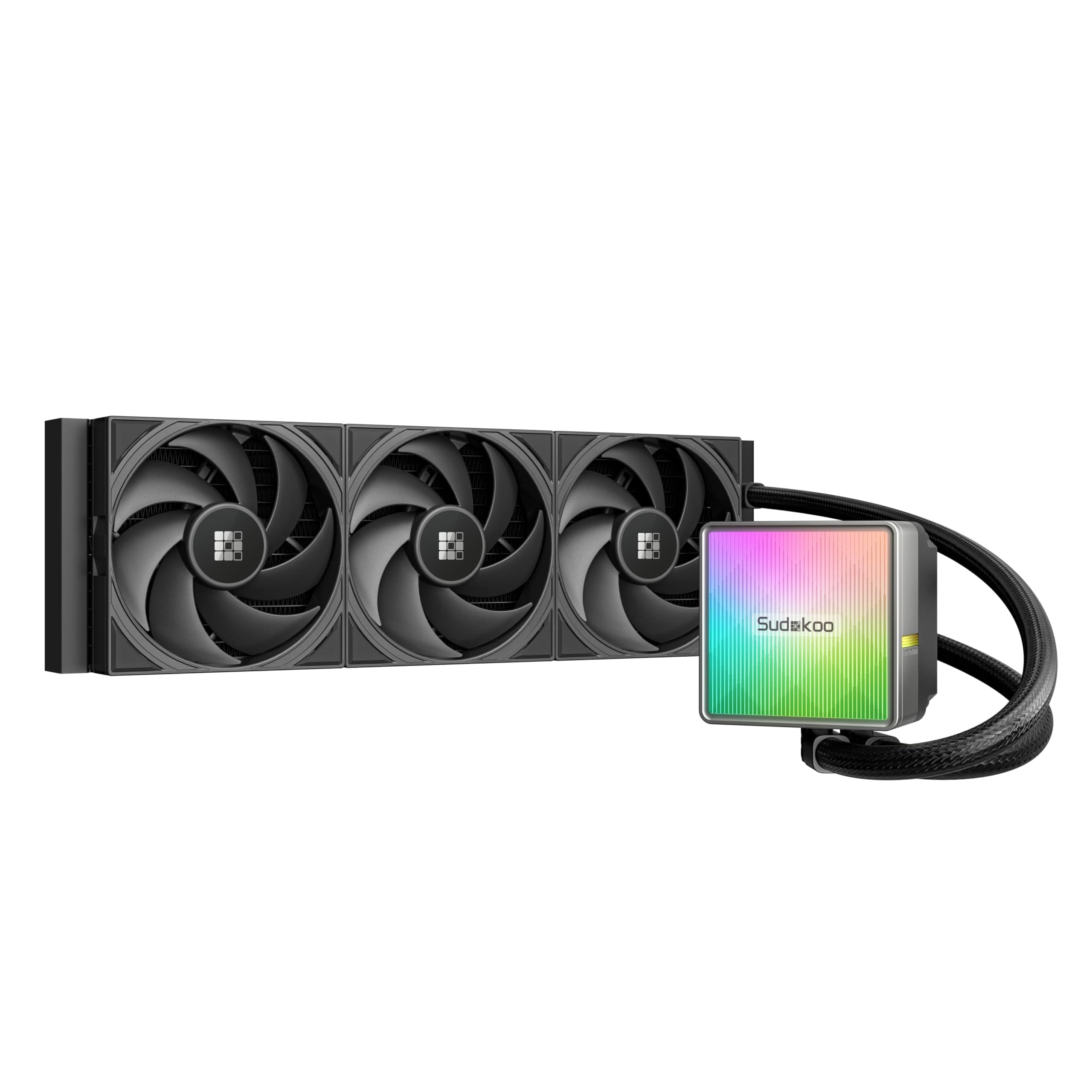 Sudokoo NEXAURA 360 CPU Wasserkühlung : AIO Wasserkühlung 360mm mit 3x FDB PWM Lüfter & ARGB PWM Leise Pumpe van 2500–3600 RPM - CPU Kühler TDP 300W für Intel LGA 1851/1700/1200/115X AMD AM5/AM4 NEXAURA 360 schwarz