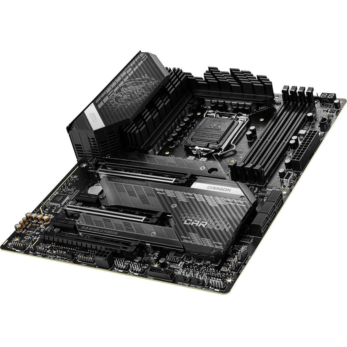 MSI MPG Z590 Gaming Carbon WiFi Gaming Motherboard (ATX, 11. / 10. Generation Intel Core, LGA 1200 Socket, DDR4, PCIe 4, CFX, M.2 Slots, USB 3.2 Gen 2, Wi-Fi 6E, DP/HDMI, Mystic Light RGB) Bild 3