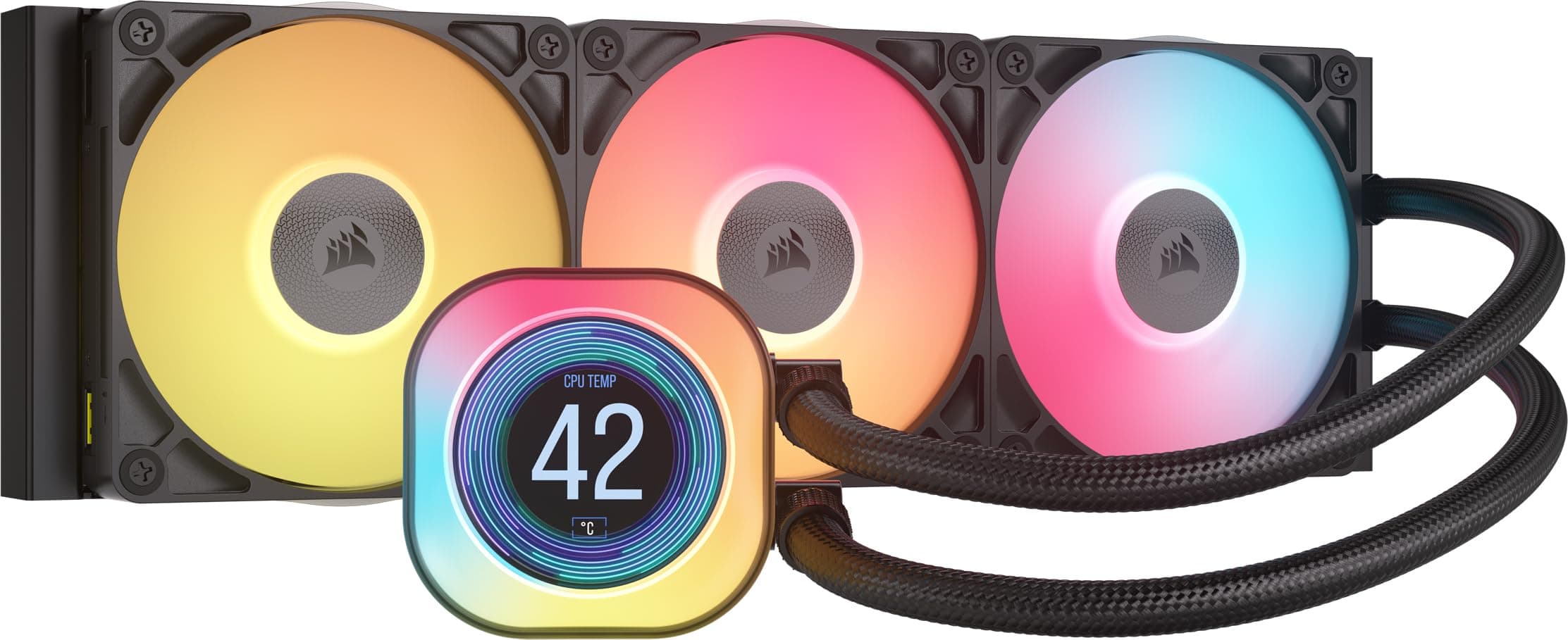 Corsair iCUE LINK Titan 360 RX LCD CPU-Flüssigkeitskühler – 360mm AIO – FlowDrive-Kühl-Engine – Intel LGA 1851/1700, AMD AM5/AM4 – 3X RX120 RGB-Lüfter – iCUE LINK-System-Hub Inbegriffen – Schwarz Bild 2