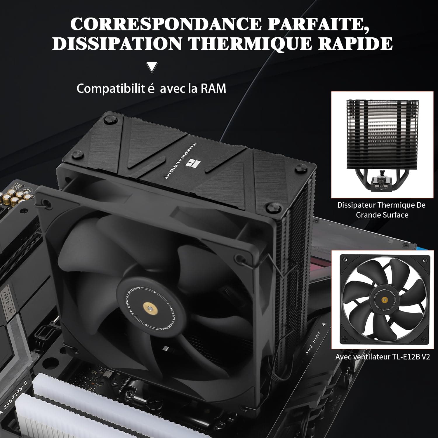 TR Assassin Spirit 120 EVO Dark CPU-Kühler, 120 mm PWM leise Fan, AGHP 4. Technologie, unterstützt Intel LGA1700/1150/1151/1200, AMD AM4/AM5 Bild 5