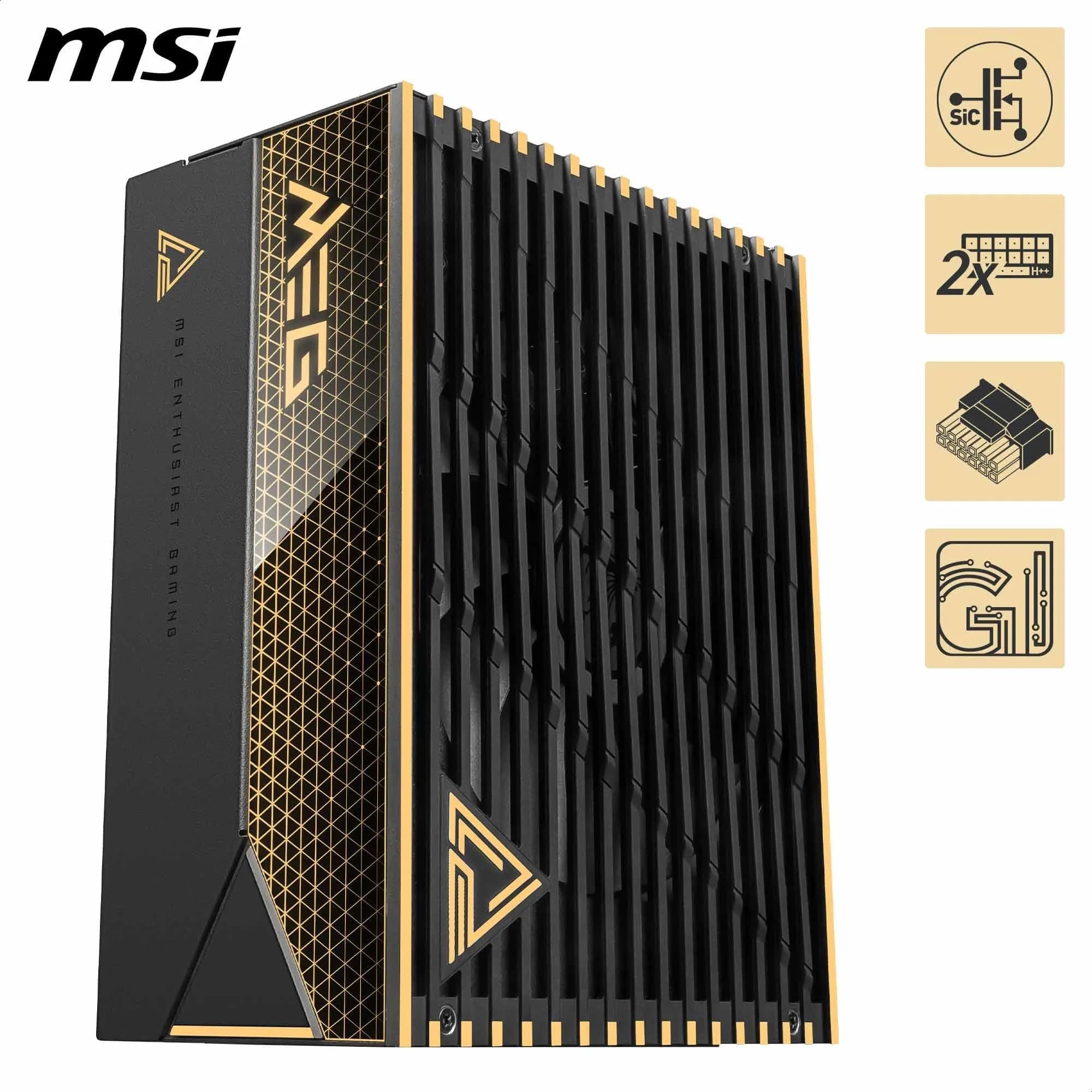 MSI MEG Ai1600T PCIE5 Netzteil - 1600 W, 80 Plus Titanium, ATX 3.1, PCIe 5.1 GPU-Unterstützung, Dual-Native 12 V-2x6, Kabel mit zweifarbigen 12 V-2x6-Anschlüssen, ATX-Netzteil, geflochtenes Kabel Bild 3