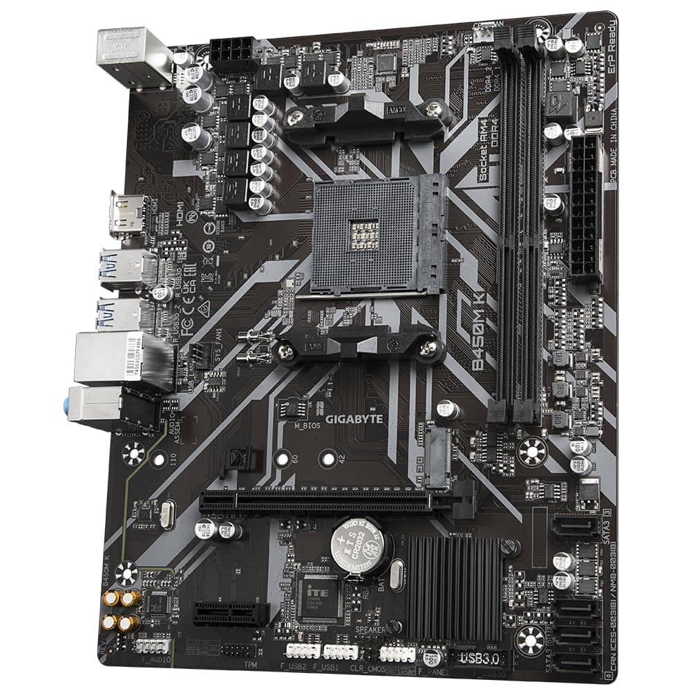 GIGABYTE B450M K Mainboard - Unterstützt AMD Series 5000 CPUs, up to 3600MHz DDR4 (OC), 1xPCIe 3.0 M.2, GbE LAN, USB 3.2 Gen 1 Bild 7