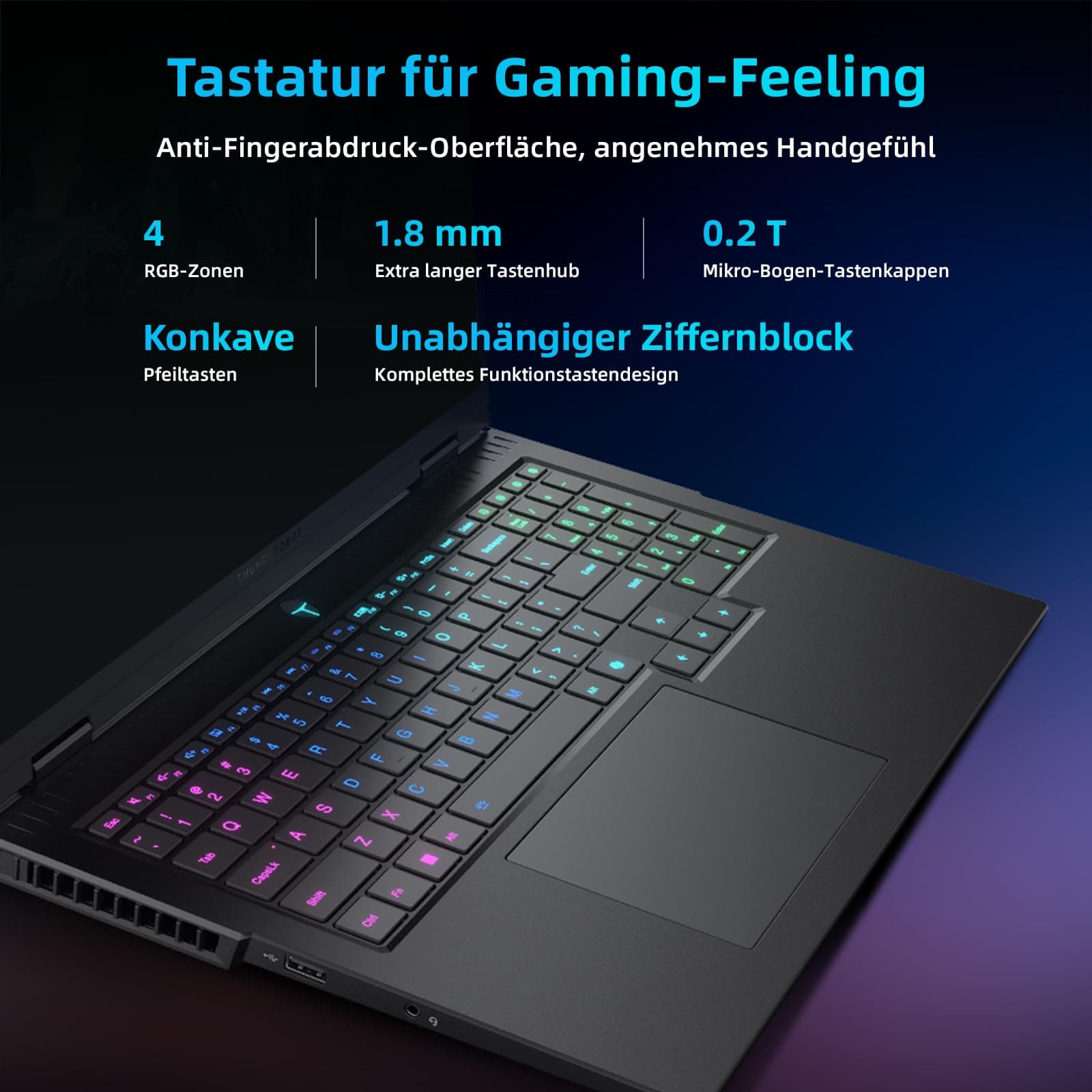 Thunderobot Radiant 16 Gaming-Laptop, Intel i7-14700HX, RTX 5060, AI Notebook, 32 GB DDR5, 1 TB SSD, 16" QHD+ 240Hz Display, 8 GB GDDR7, Win11 Pro, Effiziente Kühlung, E-Sport RZ16 5060 Bild 6