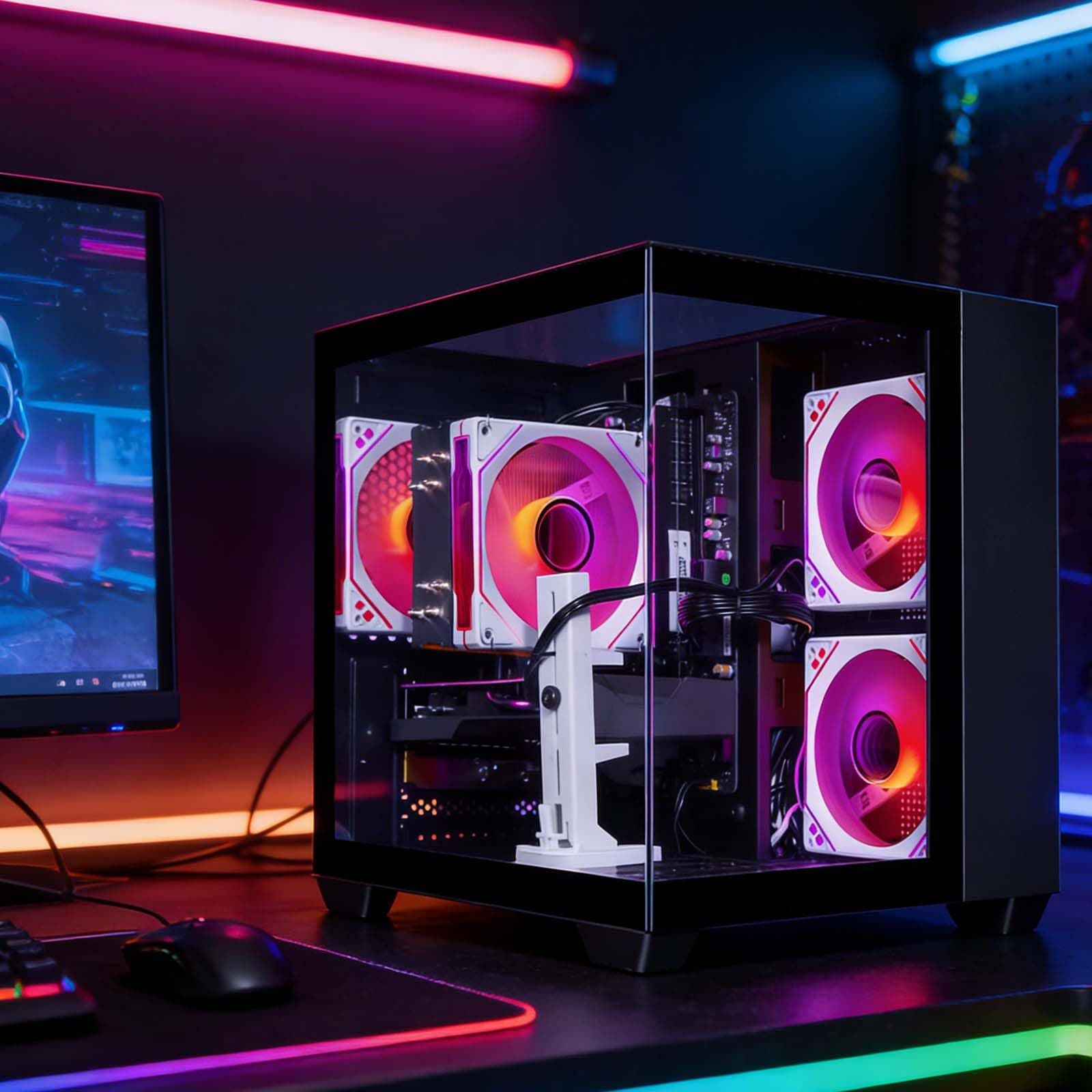 LXZ Gaming-Desktop-Computer mit Core i7-13700F, 32 GB 5600 MHz DDR5-RAM, 1TB SSD, GeForce RTX 5060-Grafikkarte – Hochleistungs-Gaming- & Design-Computer Schwarz Bild 7
