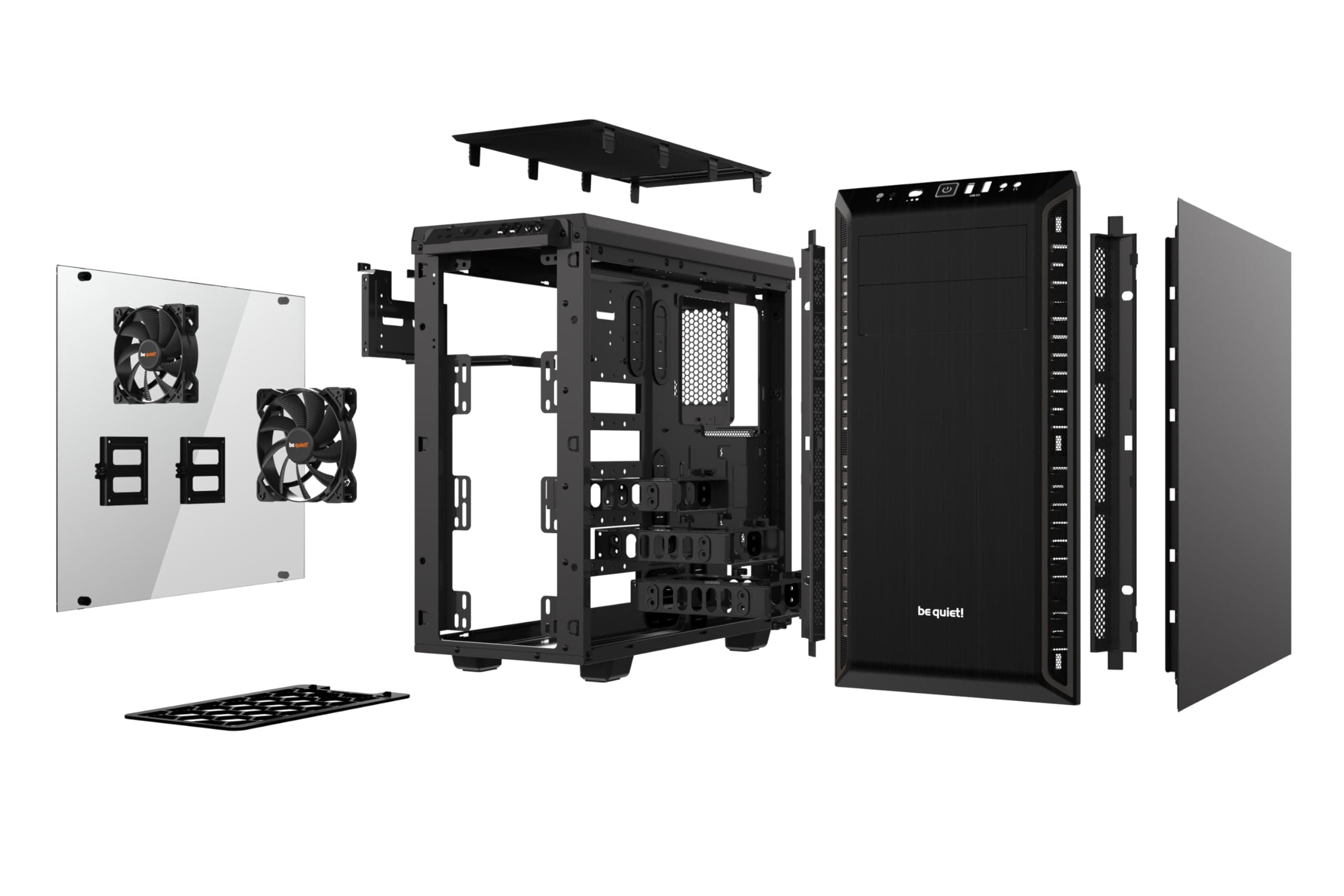 be quiet! Pure Base 600 Window Black PC-Gehäuse, 2X Pure Wings 2 Lüfter, Radiatoren bis 360mm, 3-stufige Lüftersteuerung, Seitenfenster aus Temperglas Bild 7