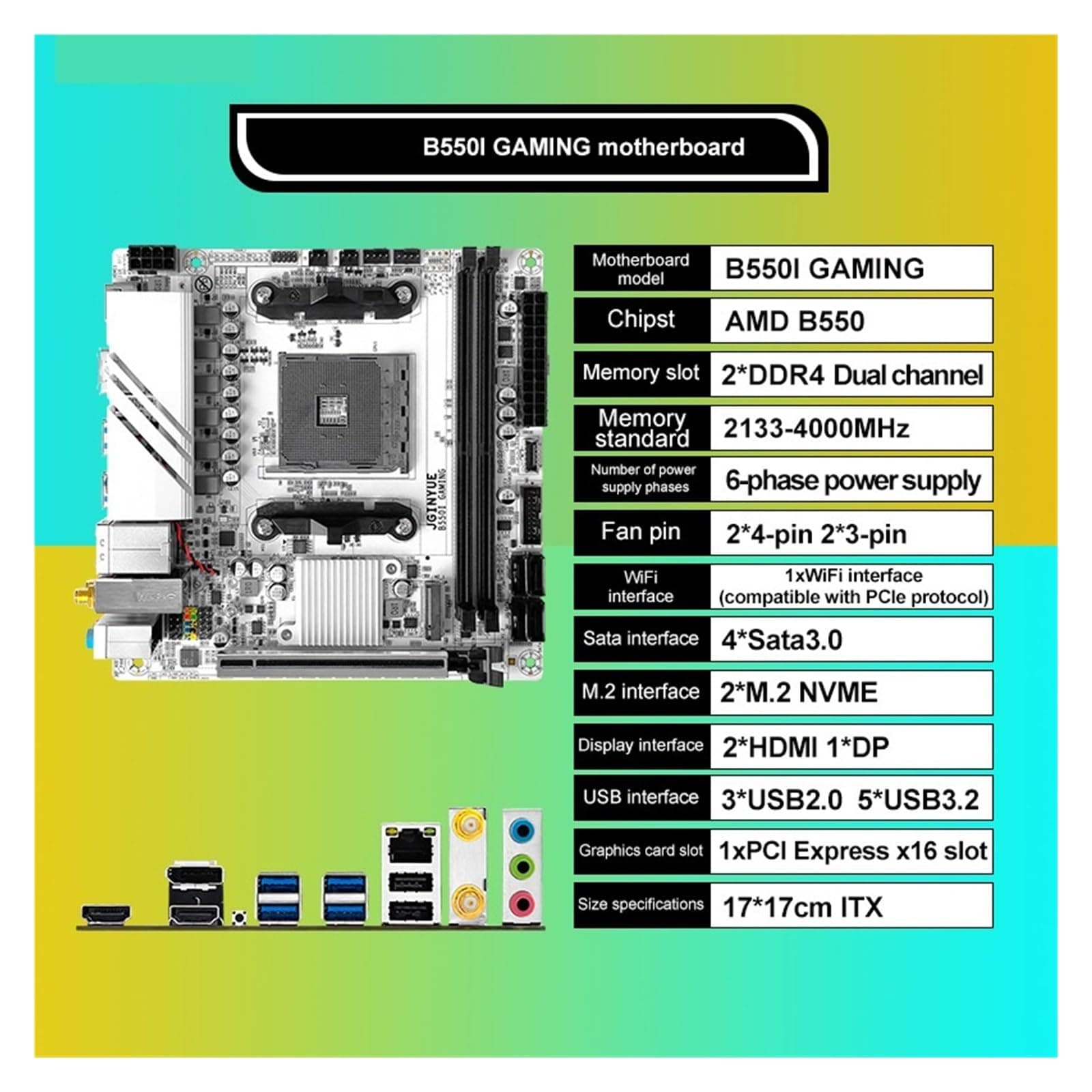 Das B550 AM4 ITX-Motherboard unterstützt Prozessoren der Ryzen R5 4000/5000-Serie DDR4 PCI-E 4.0 B550i Gaming Motherboards Bild 3