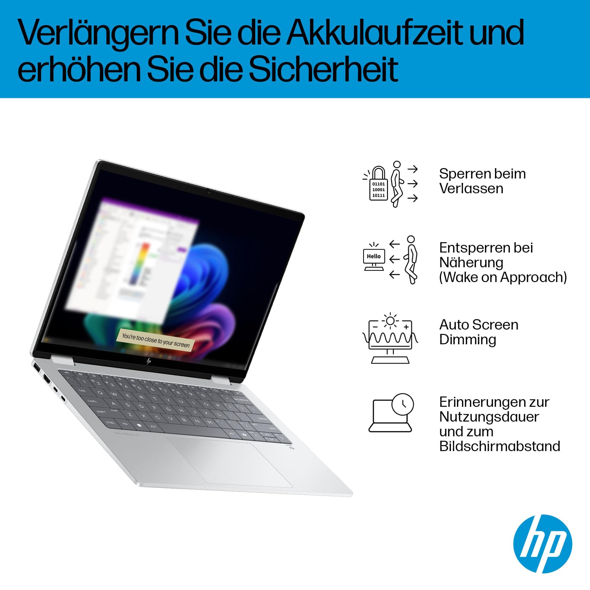 HP OmniBook X Flip 2-in-1 Laptop (14 Zoll 3K OLED Touchscreen, Intel Core Ultra 7, Copilot+ PC, 16GB RAM, 1TB, Win11, QWERTZ) - Silberr Intel Core Ultra 7 256V Intel Arc 140V GPU Bild 8