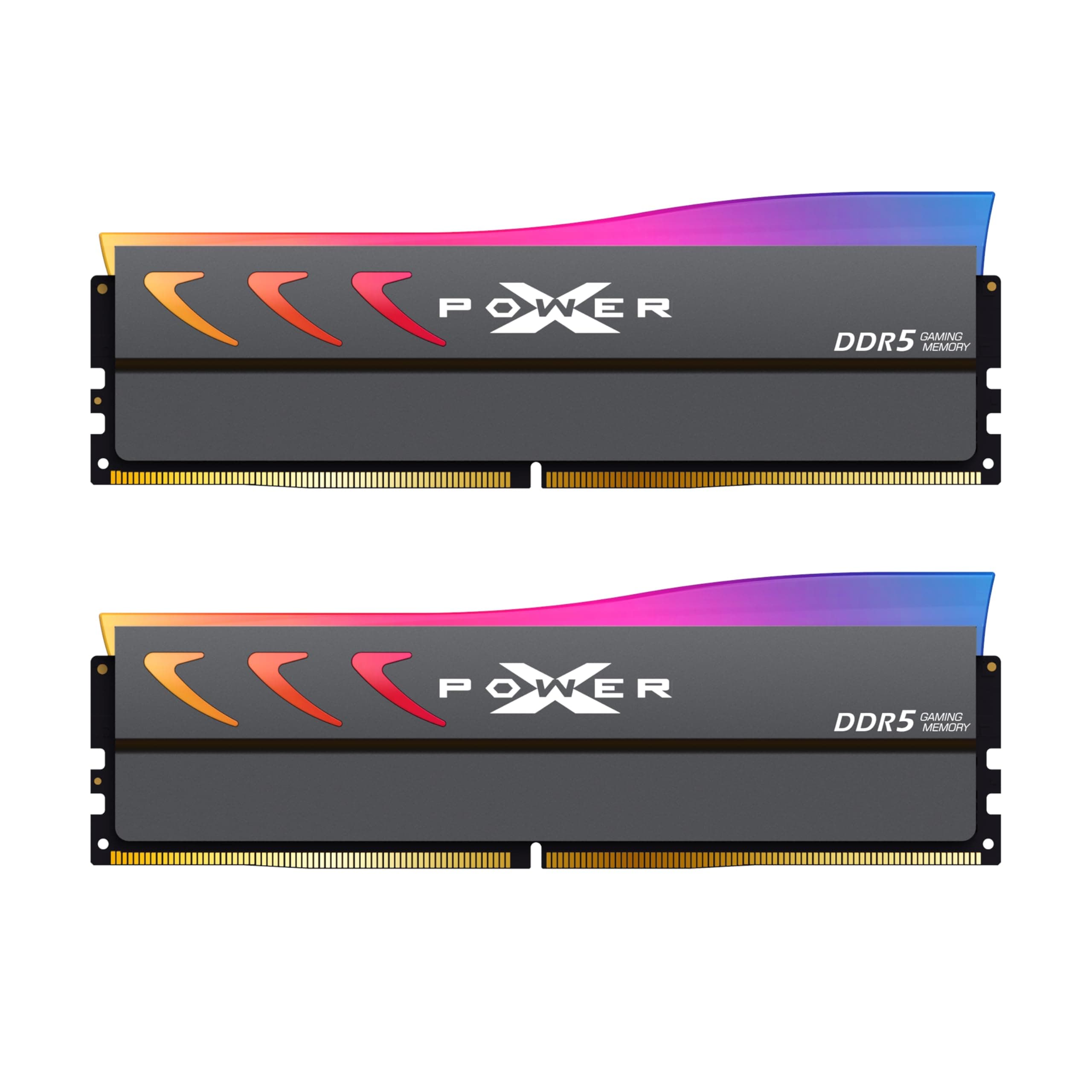Silicon Power Storm SP032GXLWU64AFDK DDR5 32 GB (2 x 16 GB) RGB 6400 MT/s (PC5-51200) 288-pin CL32 1,4 V UDIMM Desktop-RAM-Speicher mit Kühlkörper, Grau 32GB (2x16GB) 6400MT/s CL32 Grau (RGB)