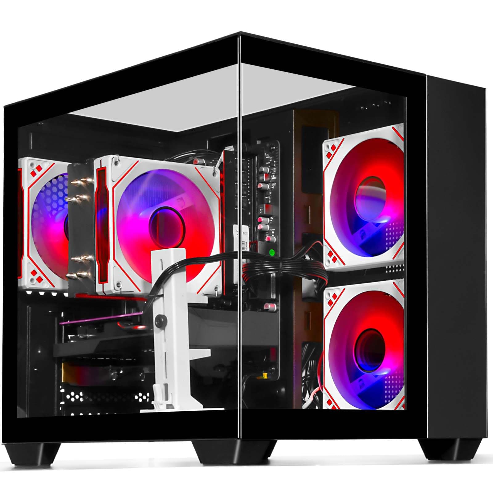 LXZ Gaming-Desktop-Computer mit Core i7-13700F, 32 GB 5600 MHz DDR5-RAM, 1TB SSD, GeForce RTX 5060-Grafikkarte – Hochleistungs-Gaming- & Design-Computer Schwarz