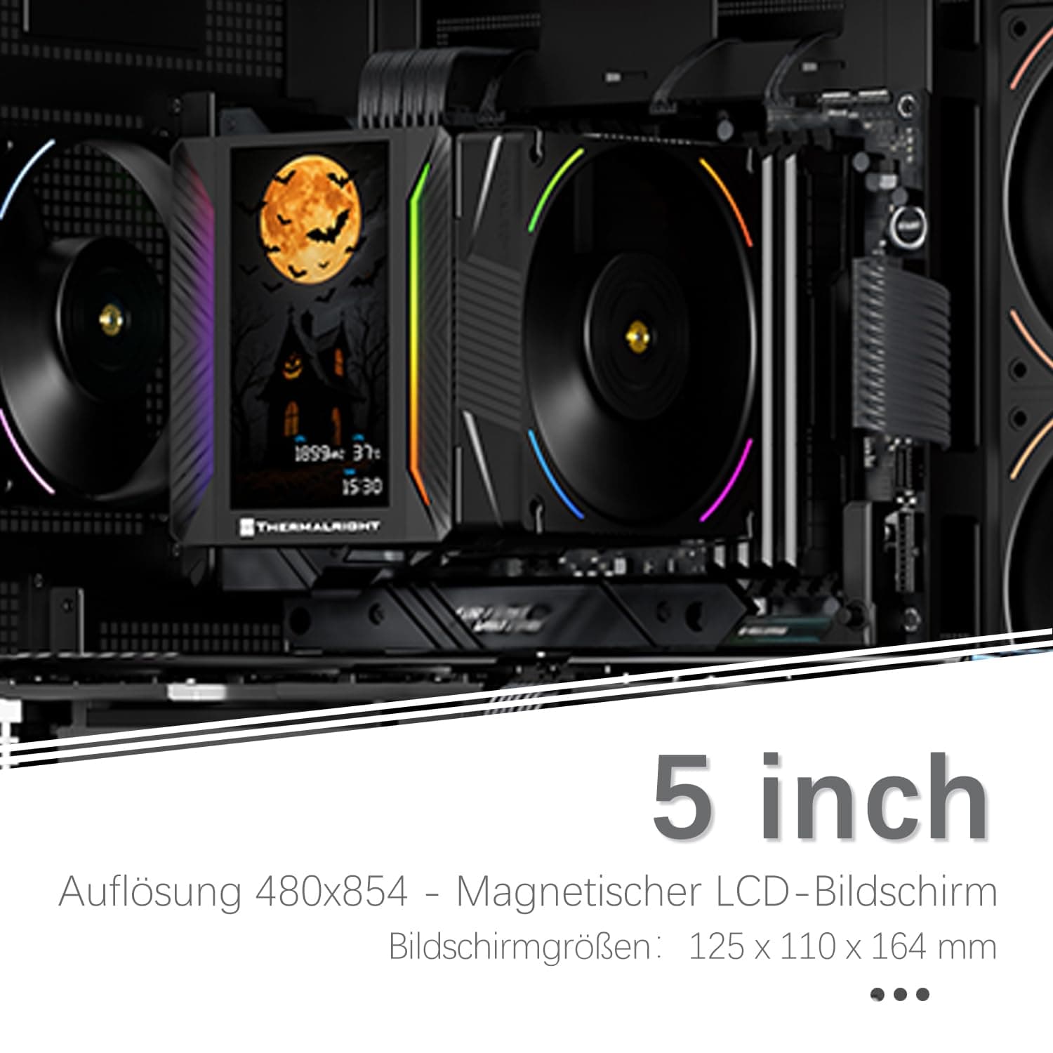 TR-Thermalright Peerless Assassin 120 Vision MAX ARGB Black CPU-Kühler, Dual-Tower-Design mit 6 Heatpipes und 5 Zoll IPS-Display, zwei 120mm PWM-Lüfter, für AM5/AM4 und Intel LGA1851/1700/115x/1200 Bild 5